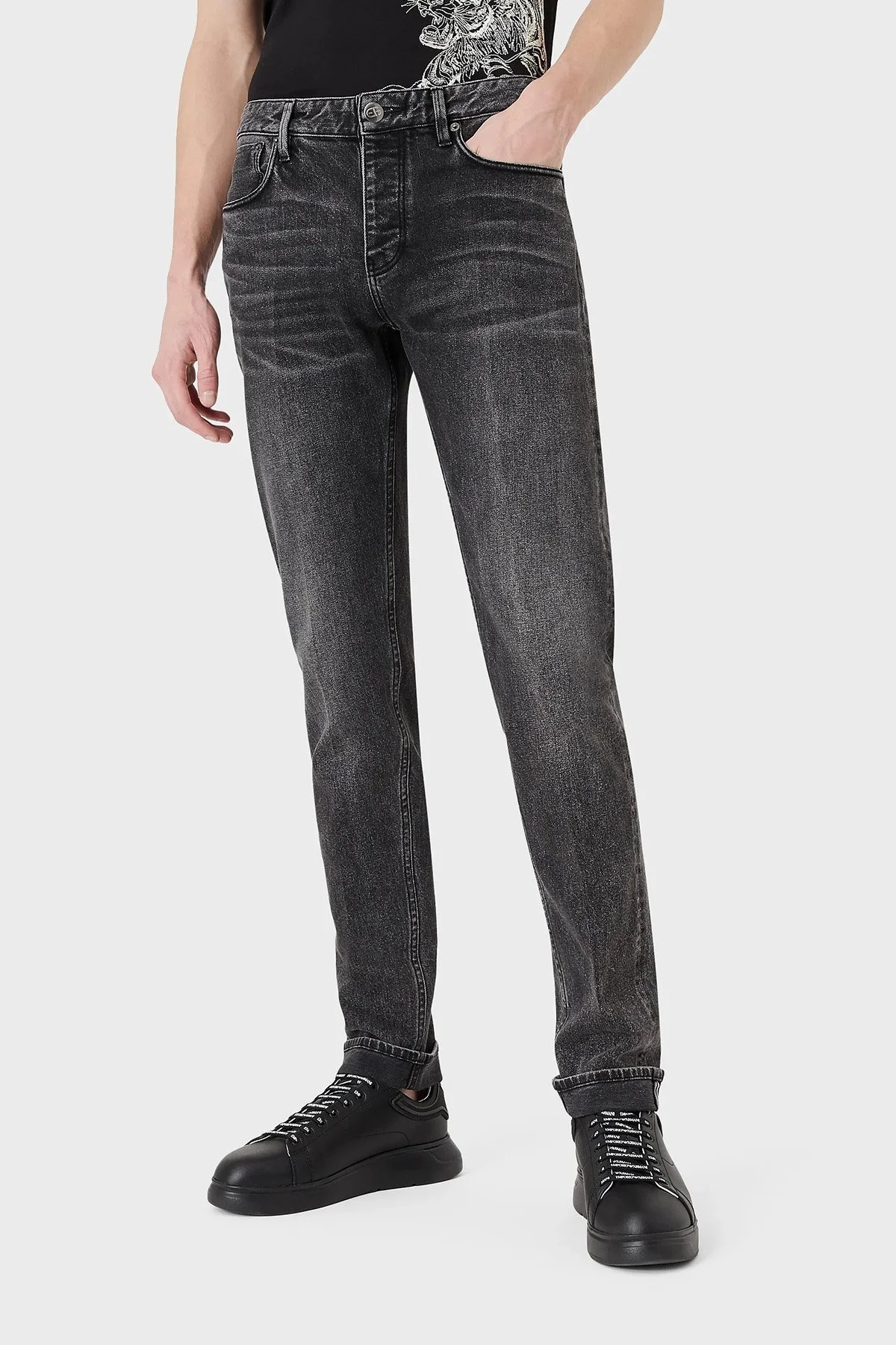 Emporio Armani J75 Pamuklu Slim Fit Jeans Erkek Kot Pantolon 3L1J75 1DJLZ 0006 SİYAH - 2