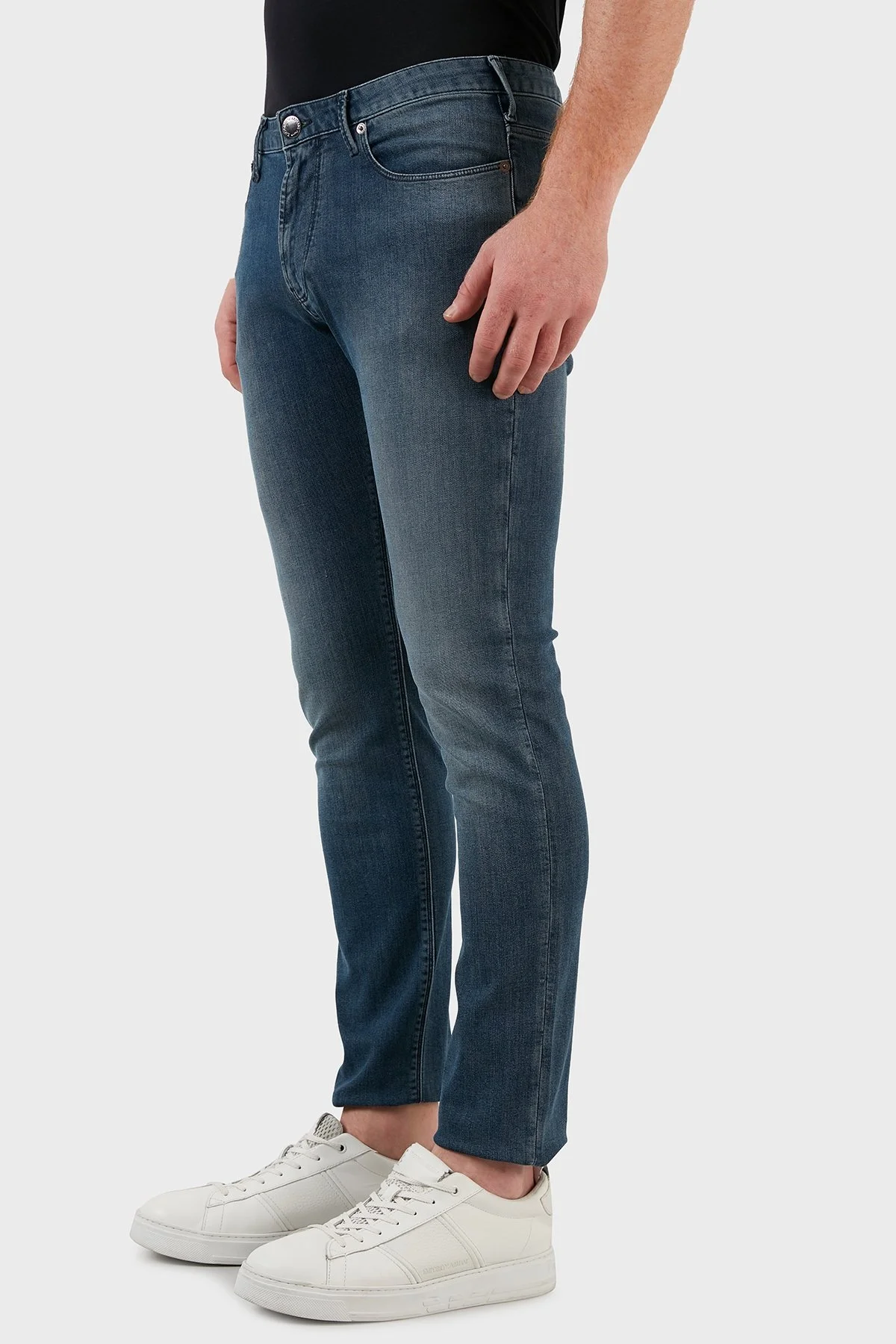 Emporio Armani J06 Pamuklu Düşük Bel Slim Fit Jeans Erkek Kot Pantolon 8N1J06 1G19Z 0942 MAVİ - 4