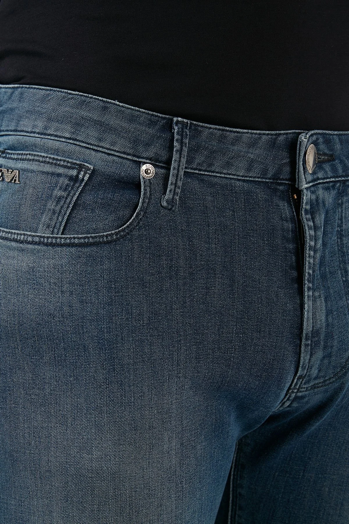 Emporio Armani J06 Pamuklu Düşük Bel Slim Fit Jeans Erkek Kot Pantolon 8N1J06 1G19Z 0942 MAVİ - 6
