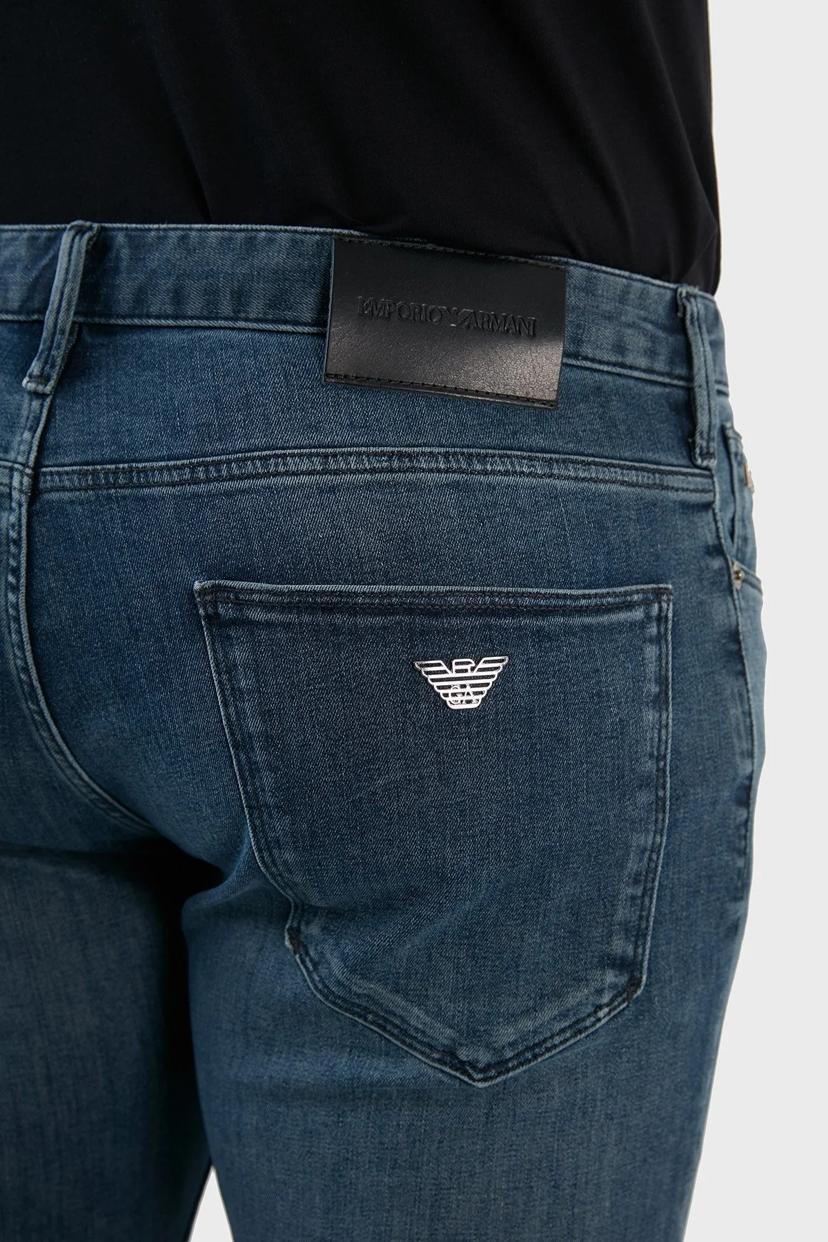 Emporio Armani J06 Pamuklu Düşük Bel Slim Fit Jeans Erkek Kot Pantolon 8N1J06 1G19Z 0942 MAVİ - 7