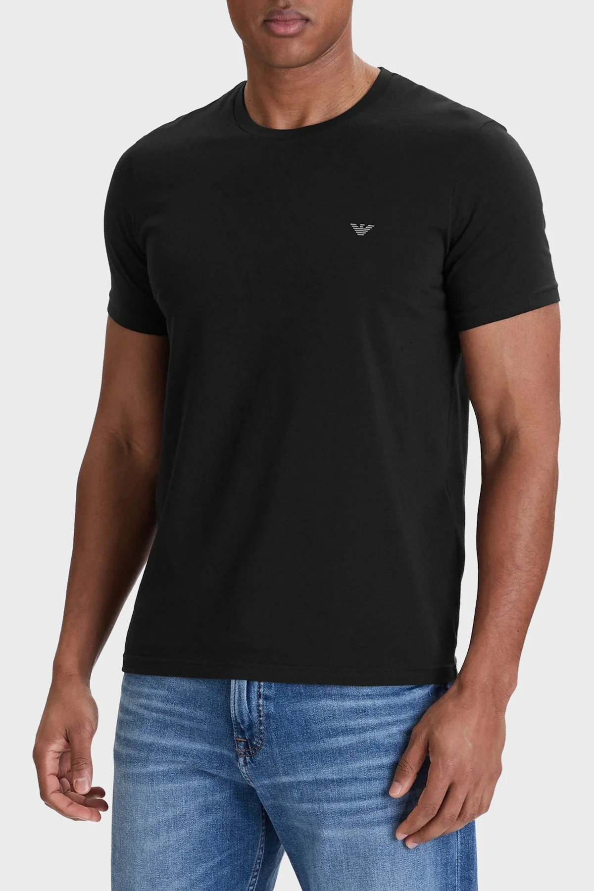 Emporio Armani Pamuklu Slim Fit Logolu Bisiklet Yaka Erkek T Shirt EM000391 AF18881 MC005 SİYAH - 1
