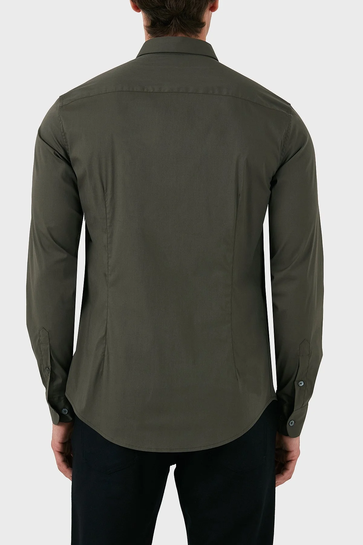 Emporio Armani Pamuklu Slim Fit Logolu Erkek Gömlek 8N1C09 1NI9Z 06K0 HAKİ - 8