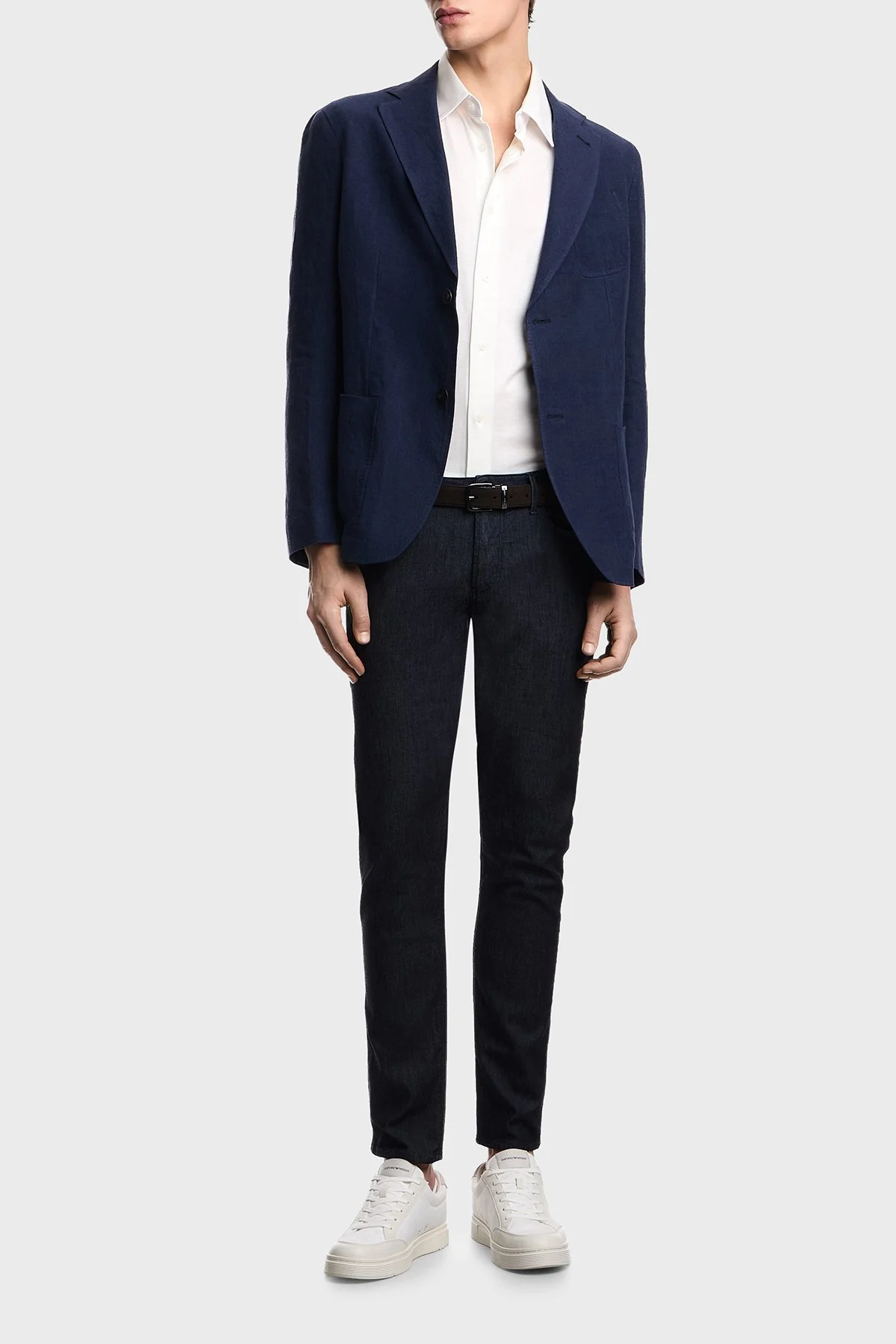 Emporio Armani Pamuklu Slim Fit Logolu Uzun Kollu Erkek Gömlek EM004604 AF10017 U0003 BEYAZ - 2