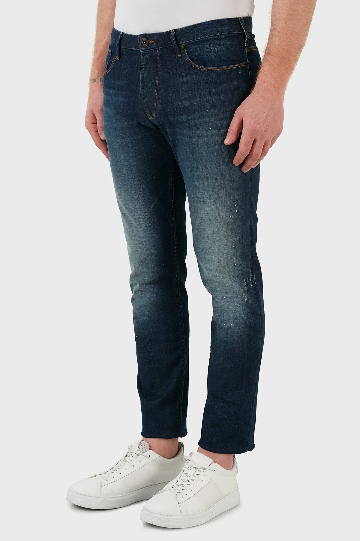 Emporio Armani Pamuklu Slim Fit Normal Bel Dar Paça Jeans Erkek Kot Pantolon 3L1J06 1DY3Z 0942 MAVİ - 3