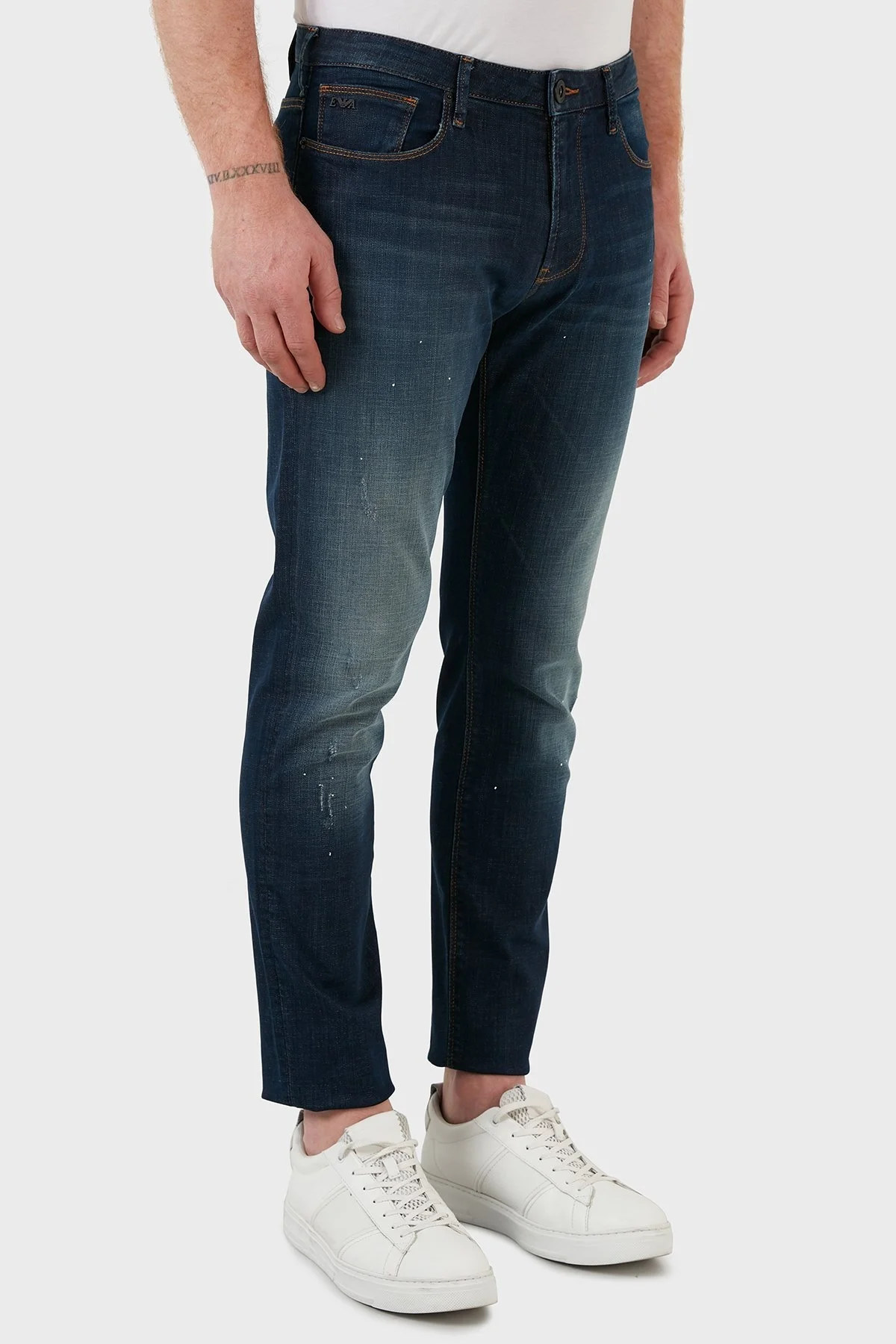 Emporio Armani Pamuklu Slim Fit Normal Bel Dar Paça Jeans Erkek Kot Pantolon 3L1J06 1DY3Z 0942 MAVİ - 4