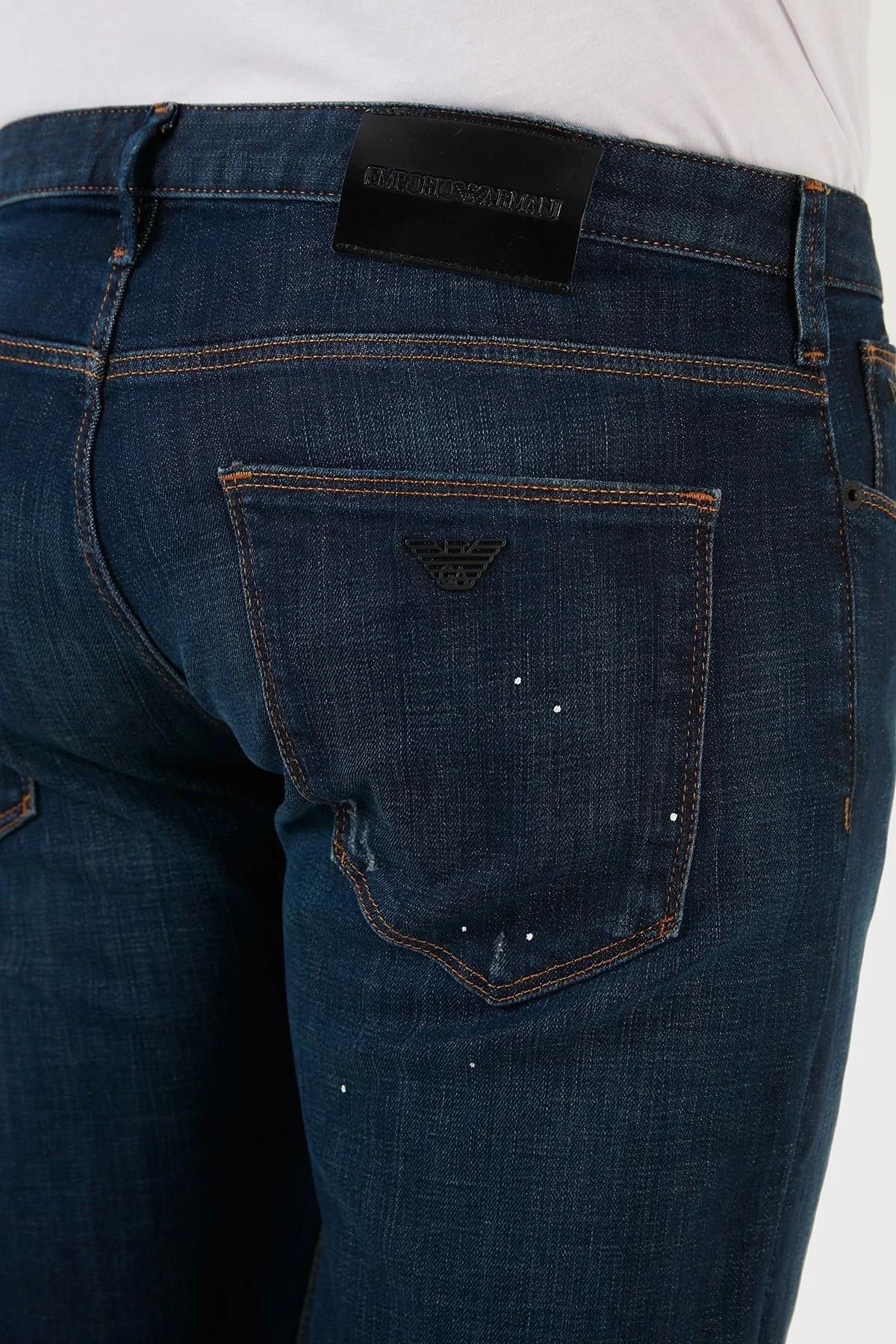 Emporio Armani Pamuklu Slim Fit Normal Bel Dar Paça Jeans Erkek Kot Pantolon 3L1J06 1DY3Z 0942 MAVİ - 7