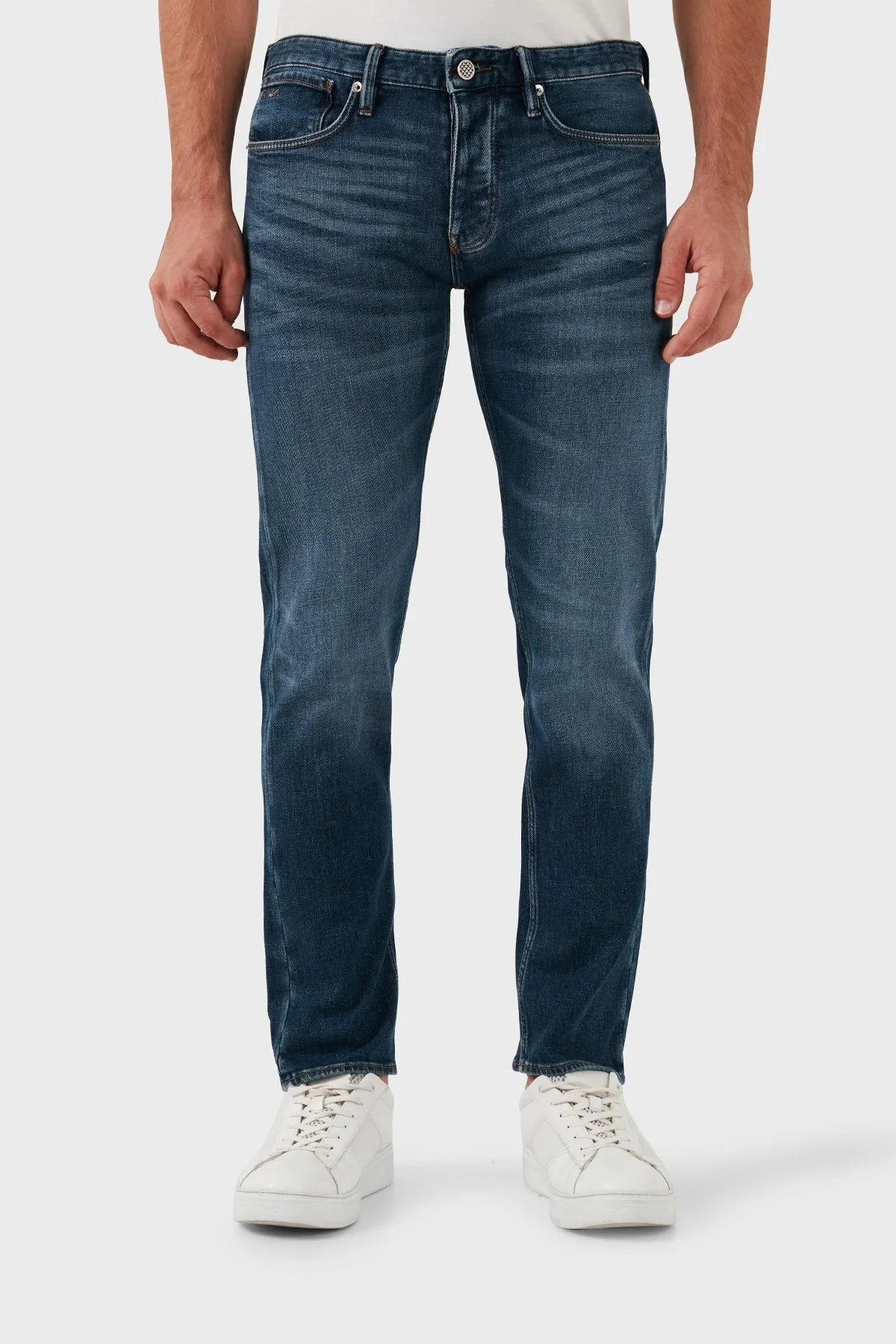 Emporio Armani Pamuklu Slim Fit Normal Bel Dar Paça Jeans Erkek Kot Pantolon 6D1J75 1D89Z 0942 LACİVERT - 8