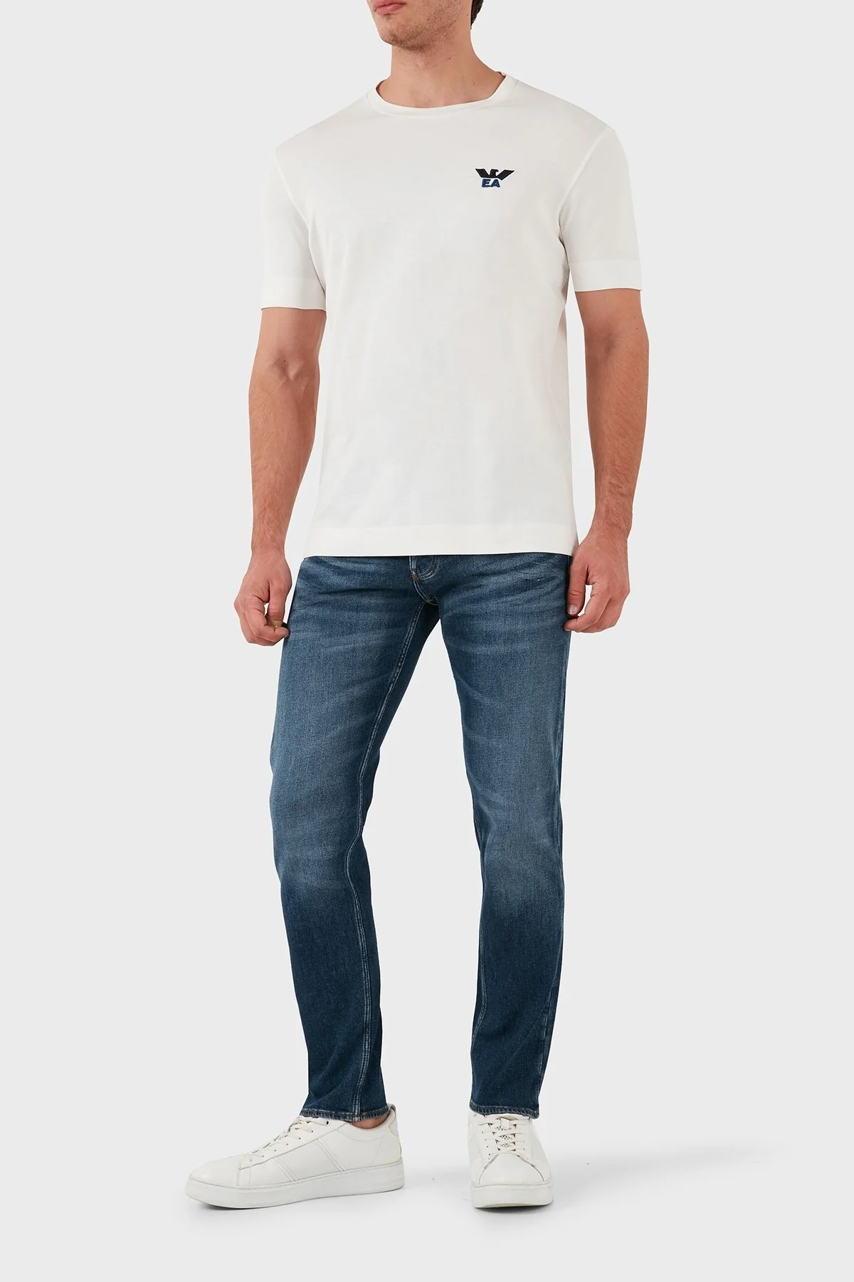 Emporio Armani Pamuklu Slim Fit Normal Bel Dar Paça Jeans Erkek Kot Pantolon 6D1J75 1D89Z 0942 LACİVERT - 9