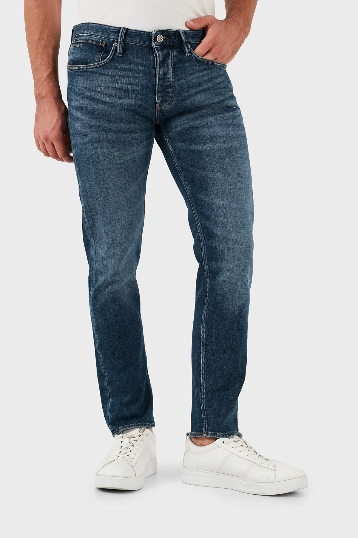 Emporio Armani Pamuklu Slim Fit Normal Bel Dar Paça Jeans Erkek Kot Pantolon 6D1J75 1D89Z 0942 LACİVERT - 11