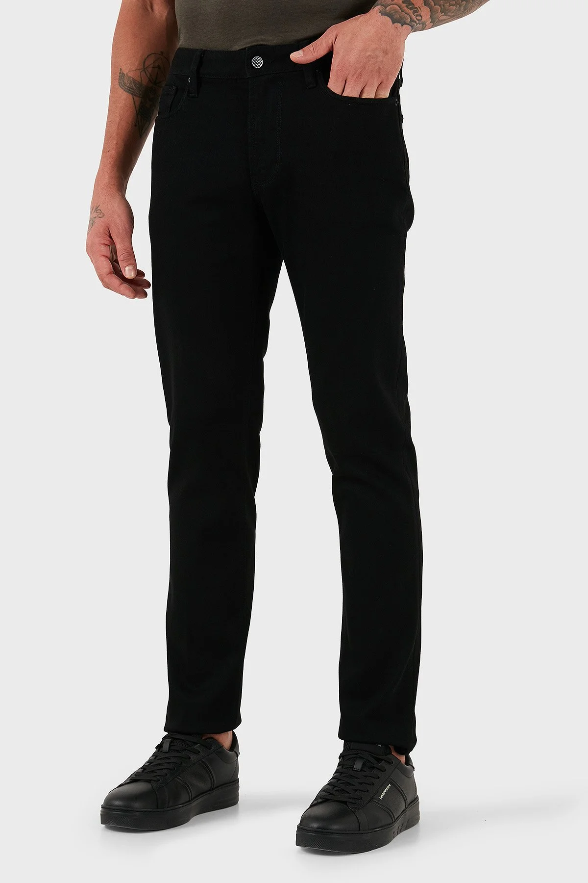 Emporio Armani Pamuklu Slim Fit Normal Bel Düz Paça Erkek Pantolon EM000121 AF19595 MC002 SİYAH - 4