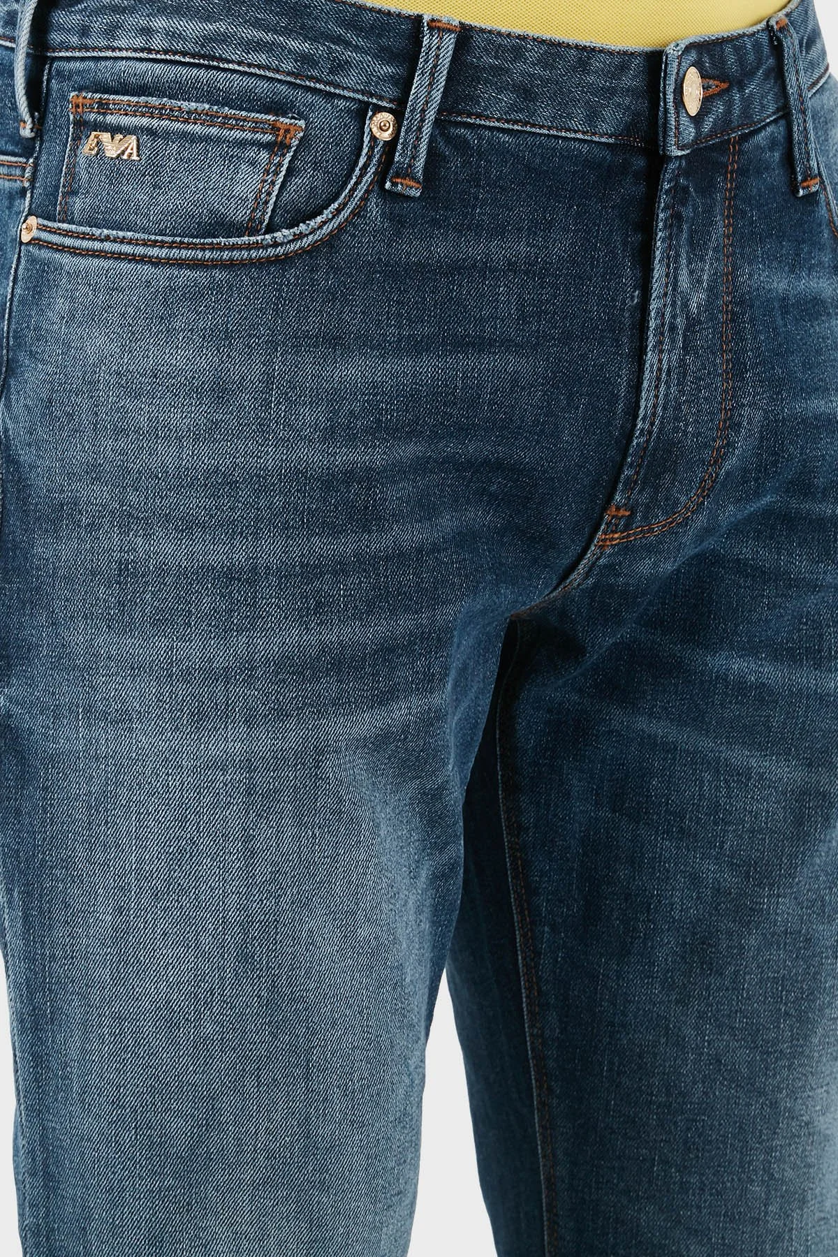 Emporio Armani Pamuklu Slim Fit Normal Bel Düz Paça Jeans Erkek Kot Pantolon EM000121 AF13272 MB002 LACİVERT - 11
