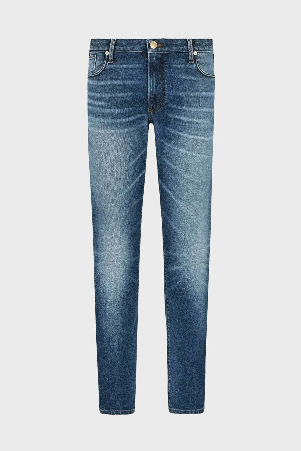 Emporio Armani Pamuklu Slim Fit Normal Bel Düz Paça Jeans Erkek Kot Pantolon EM000121 AF13272 MB002 LACİVERT - 12