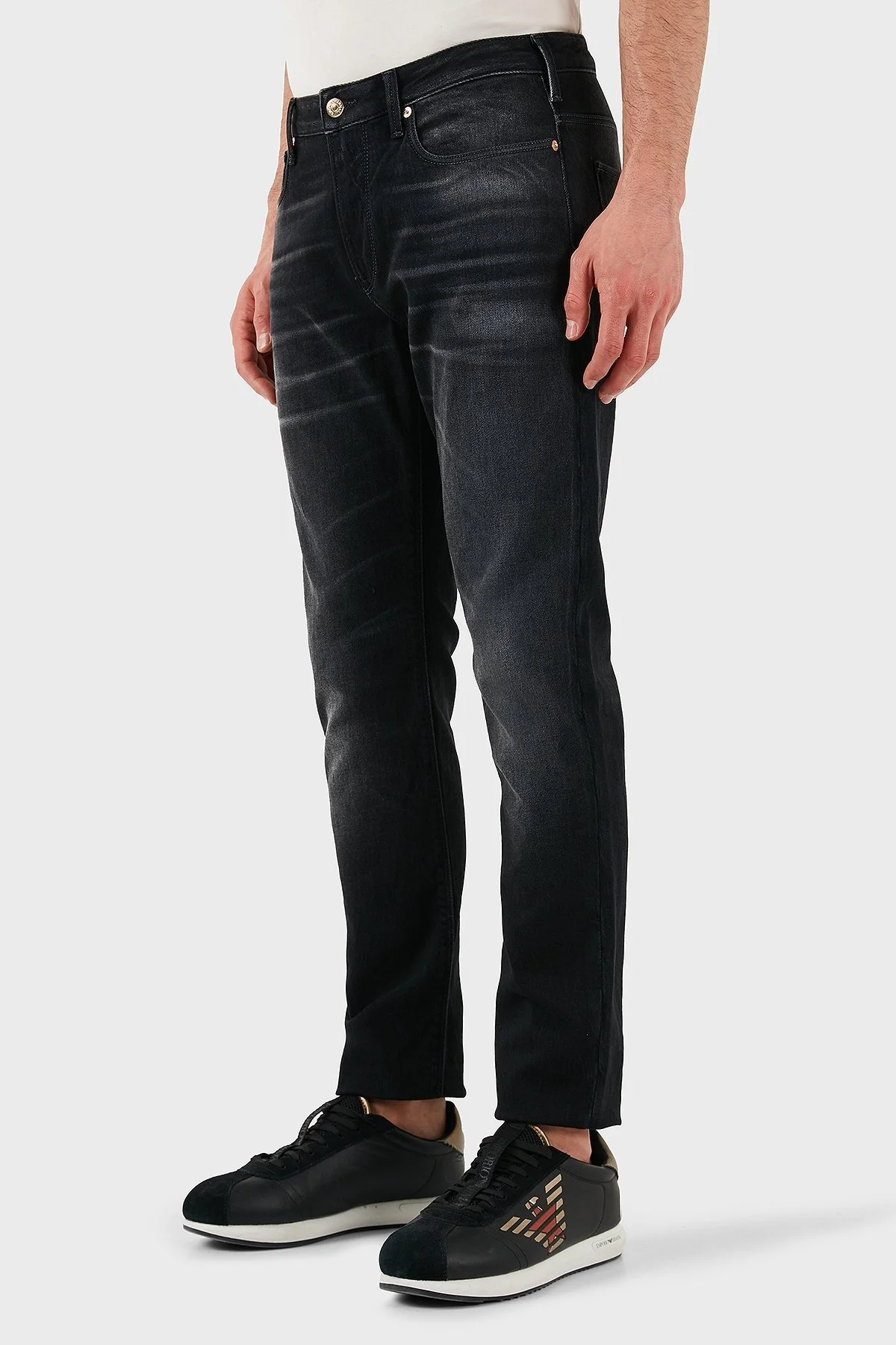 Emporio Armani Pamuklu Slim Fit Normal Bel Düz Paça Jeans Erkek Kot Pantolon EM000121 AF15101 M8001 GRİ - 8