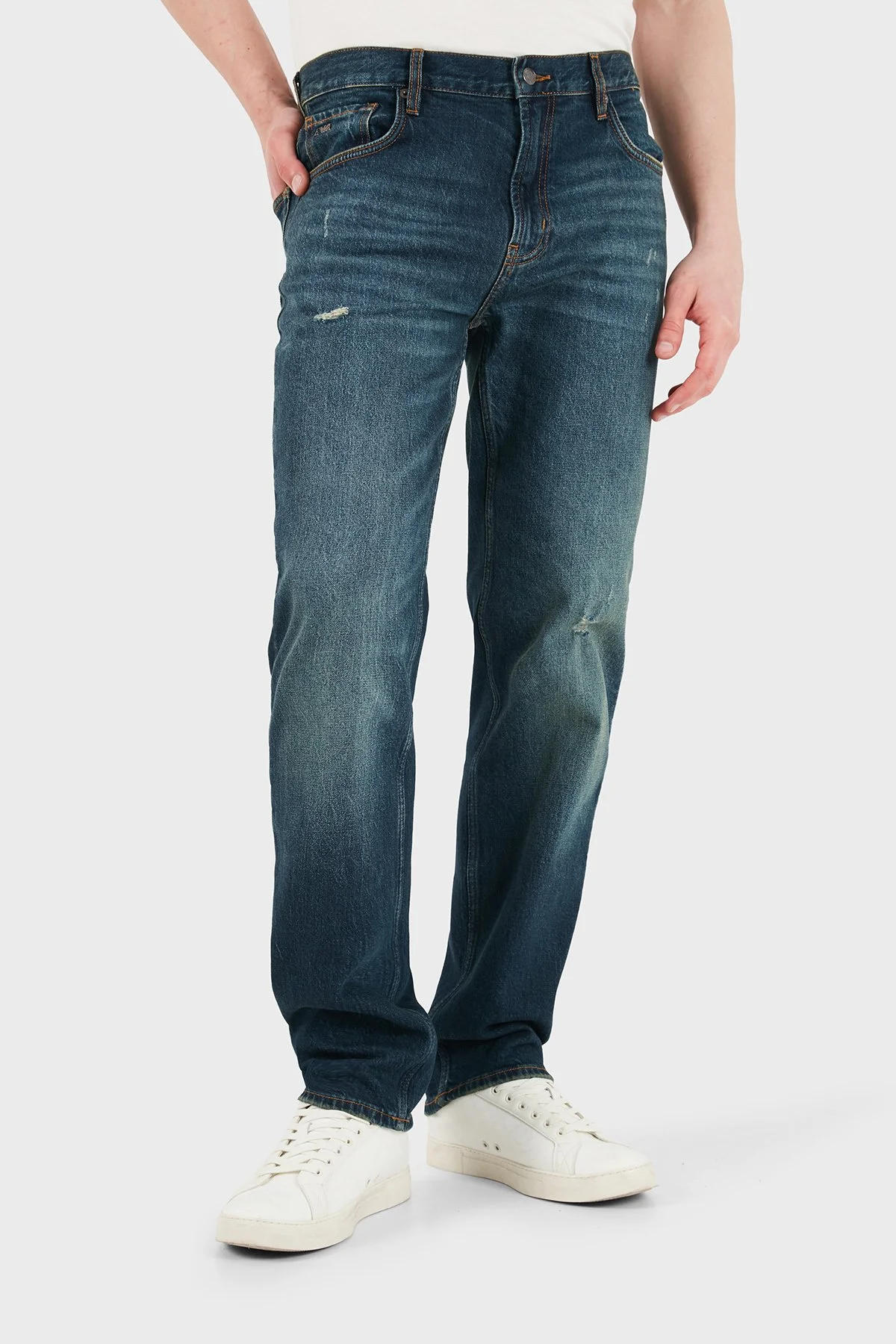 Emporio Armani Pamuklu Slim Fit Normal Bel Jeans Erkek Kot Pantolon EM000763 AF25398 MB001 LACİVERT - 1