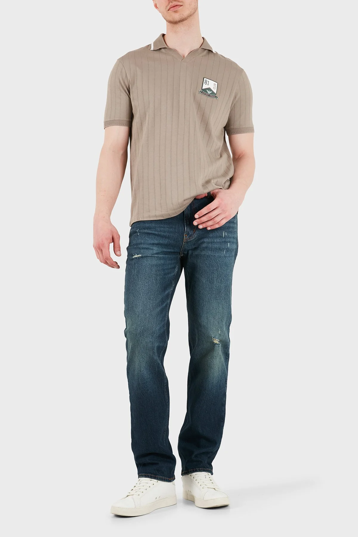 Emporio Armani Pamuklu Slim Fit Normal Bel Jeans Erkek Kot Pantolon EM000763 AF25398 MB001 LACİVERT - 4