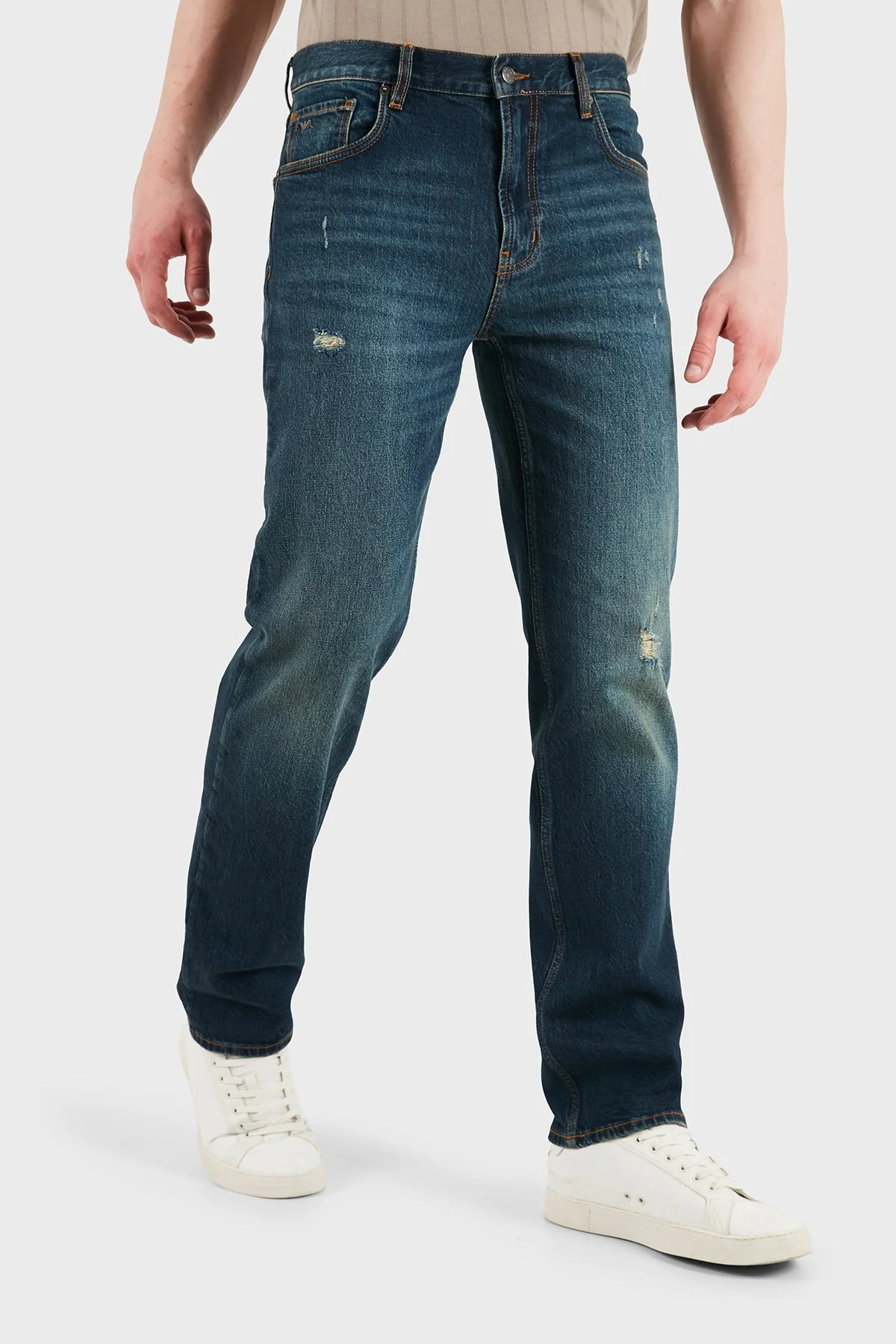 Emporio Armani Pamuklu Slim Fit Normal Bel Jeans Erkek Kot Pantolon EM000763 AF25398 MB001 LACİVERT - 5