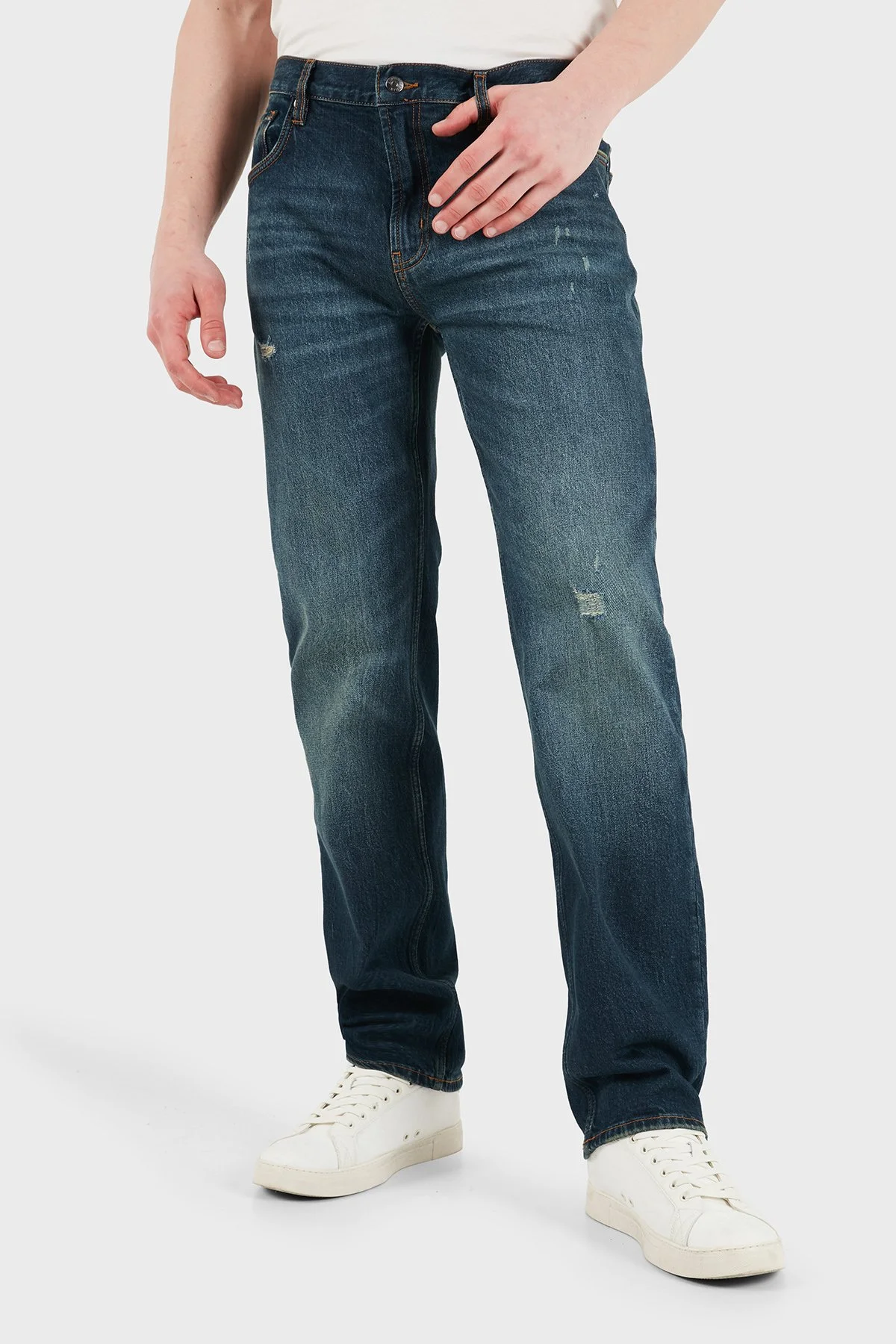 Emporio Armani Pamuklu Slim Fit Normal Bel Jeans Erkek Kot Pantolon EM000763 AF25398 MB001 LACİVERT - 6