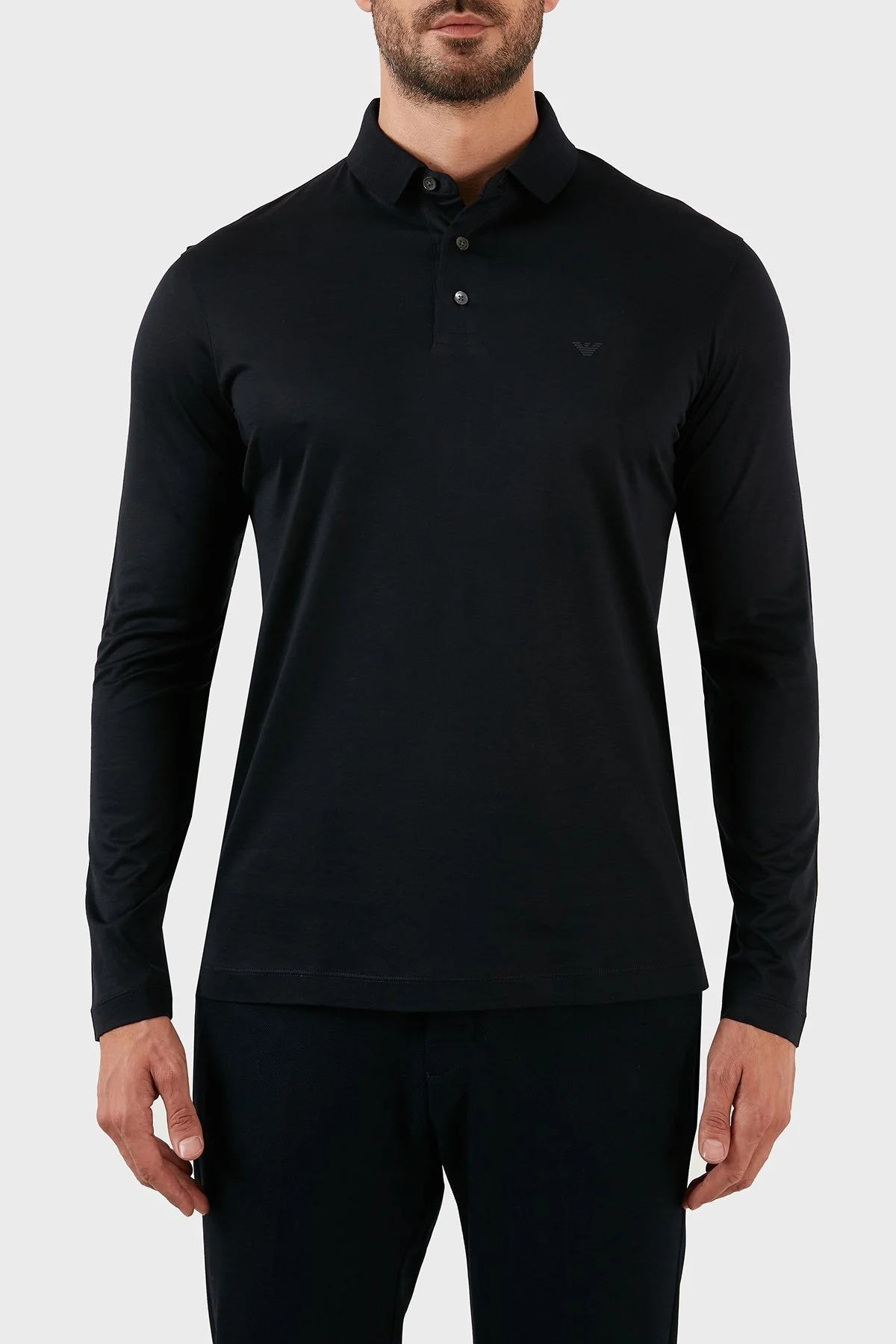 Emporio Armani Pamuklu Slim Fit Uzun Kollu Düğmeli Erkek Polo Yaka Sweat 8N1F97 1JUVZ 0920 LACİVERT - 6