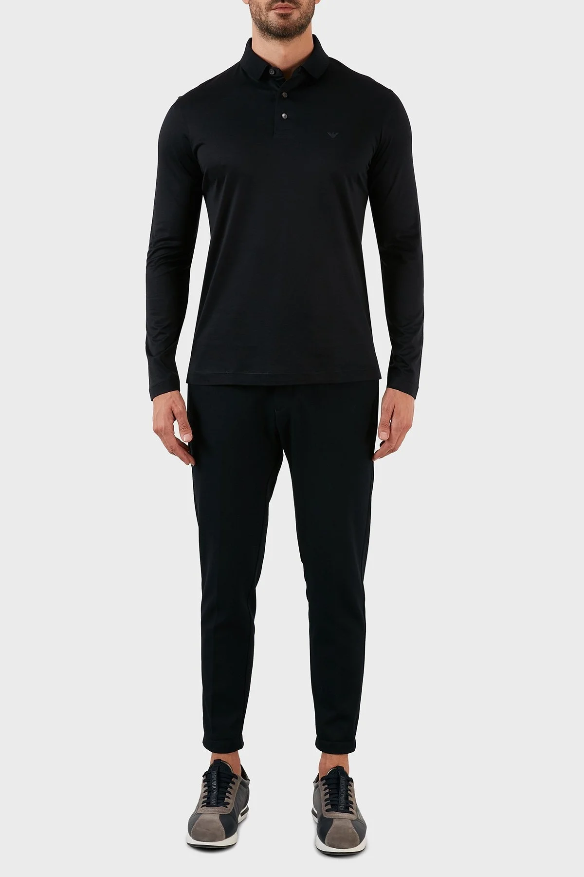 Emporio Armani Pamuklu Slim Fit Uzun Kollu Düğmeli Erkek Polo Yaka Sweat 8N1F97 1JUVZ 0920 LACİVERT - 9