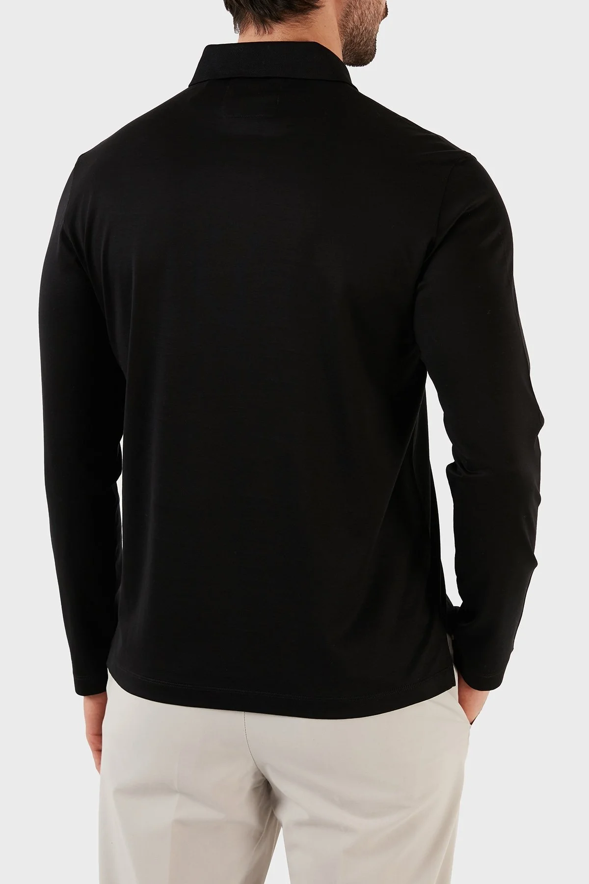 Emporio Armani Pamuklu Slim Fit Uzun Kollu Düğmeli Erkek Polo Yaka Sweat 8N1F97 1JUVZ 0999 SİYAH - 10
