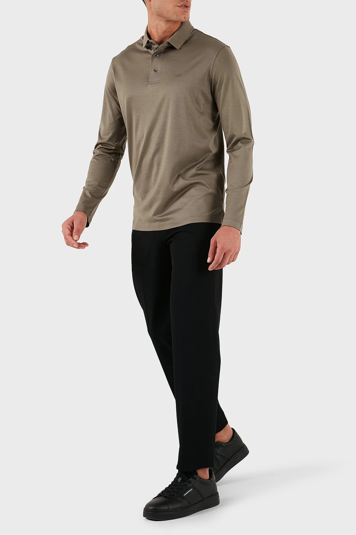 Emporio Armani Pamuklu Slim Fit Uzun Kollu Düğmeli Erkek Polo Yaka Sweat 8N1F97 1JUVZ U6189 BEJ - 2