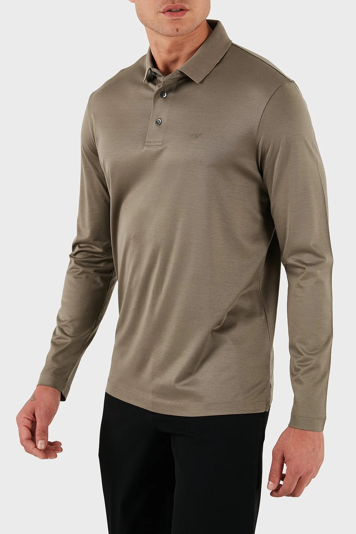 Emporio Armani Pamuklu Slim Fit Uzun Kollu Düğmeli Erkek Polo Yaka Sweat 8N1F97 1JUVZ U6189 BEJ - 6