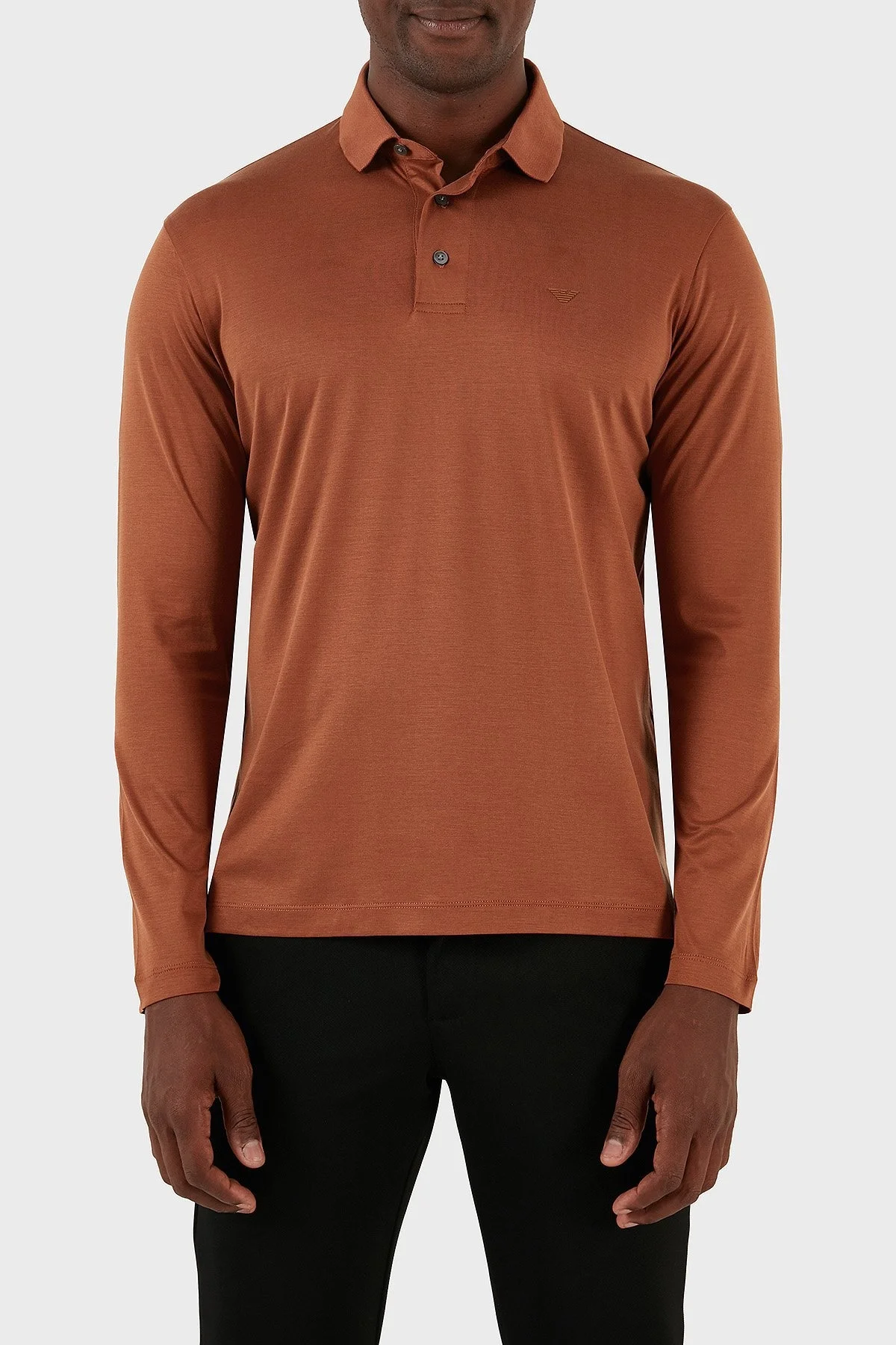 Emporio Armani Pamuklu Slim Fit Uzun Kollu Erkek Polo Yaka Sweat 8N1F97 1JUVZ 0450 KİREMİT - 1