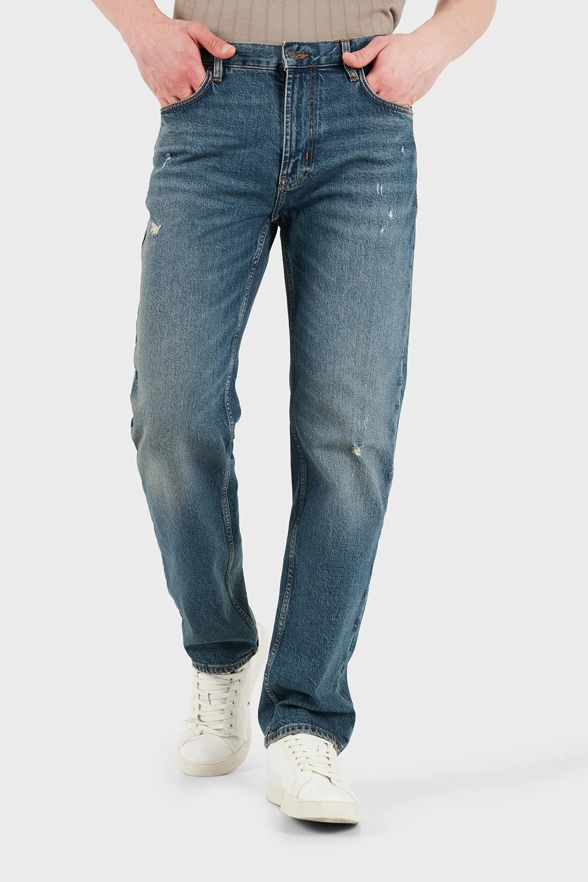 Emporio Armani Pamuklu Straight Fit Normal Bel Jeans Erkek Kot Pantolon EM000763 AF25398 MB002 LACİVERT - 1