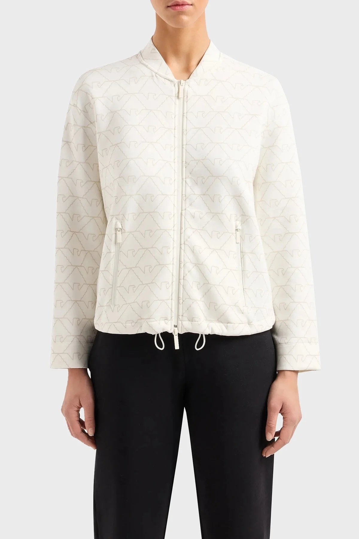 Emporio Armani Pamuklu Su Geçirmez Kolej Yaka Bayan Mont 3D2B6B 1JHSZ F126 BEYAZ - 1