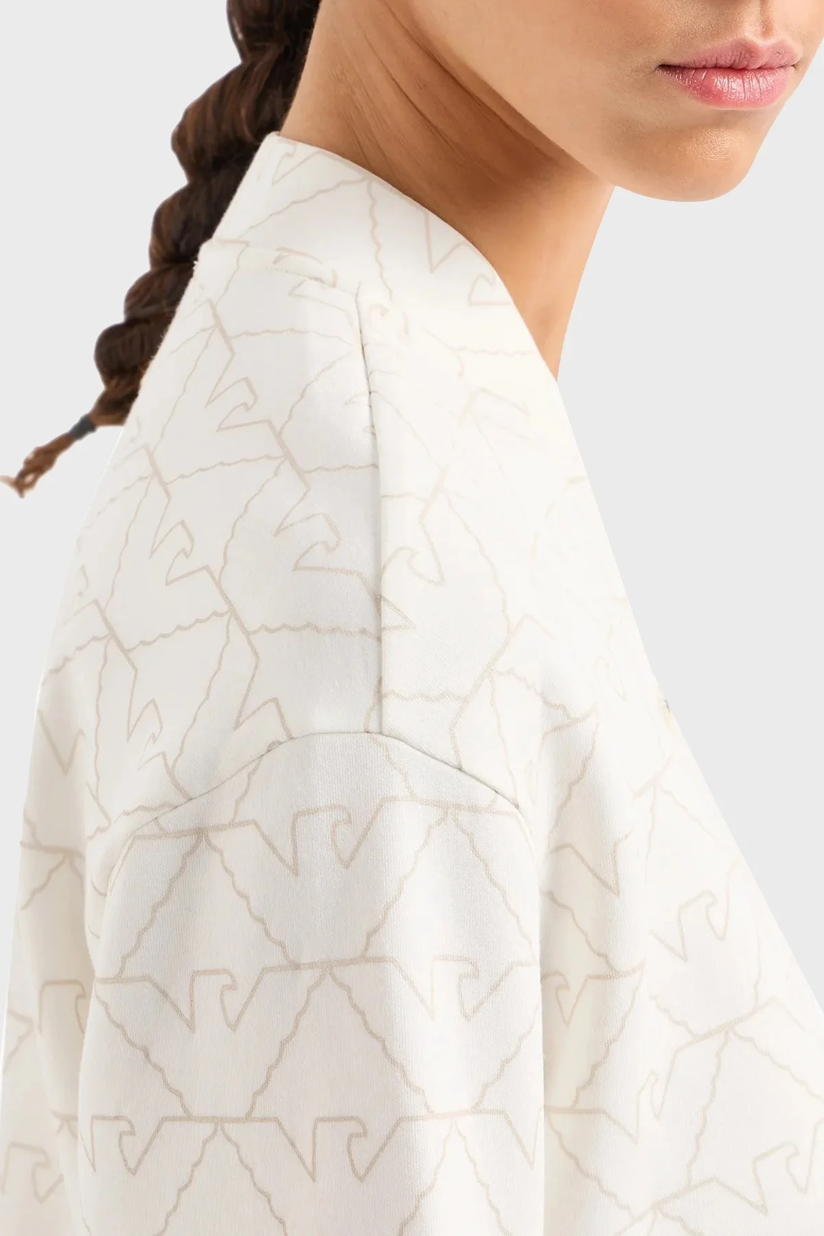 Emporio Armani Pamuklu Su Geçirmez Kolej Yaka Bayan Mont 3D2B6B 1JHSZ F126 BEYAZ - 4