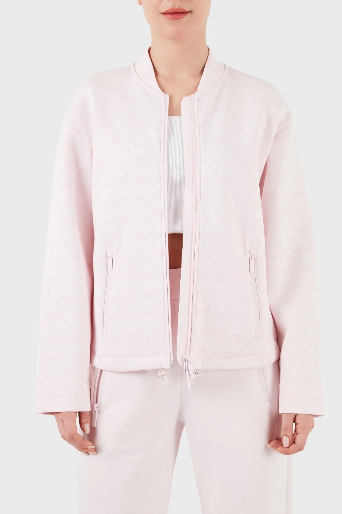 Emporio Armani Pamuklu Su Geçirmez Kolej Yaka Bayan Mont 3D2B6B 1JHSZ F321 PUDRA - 3