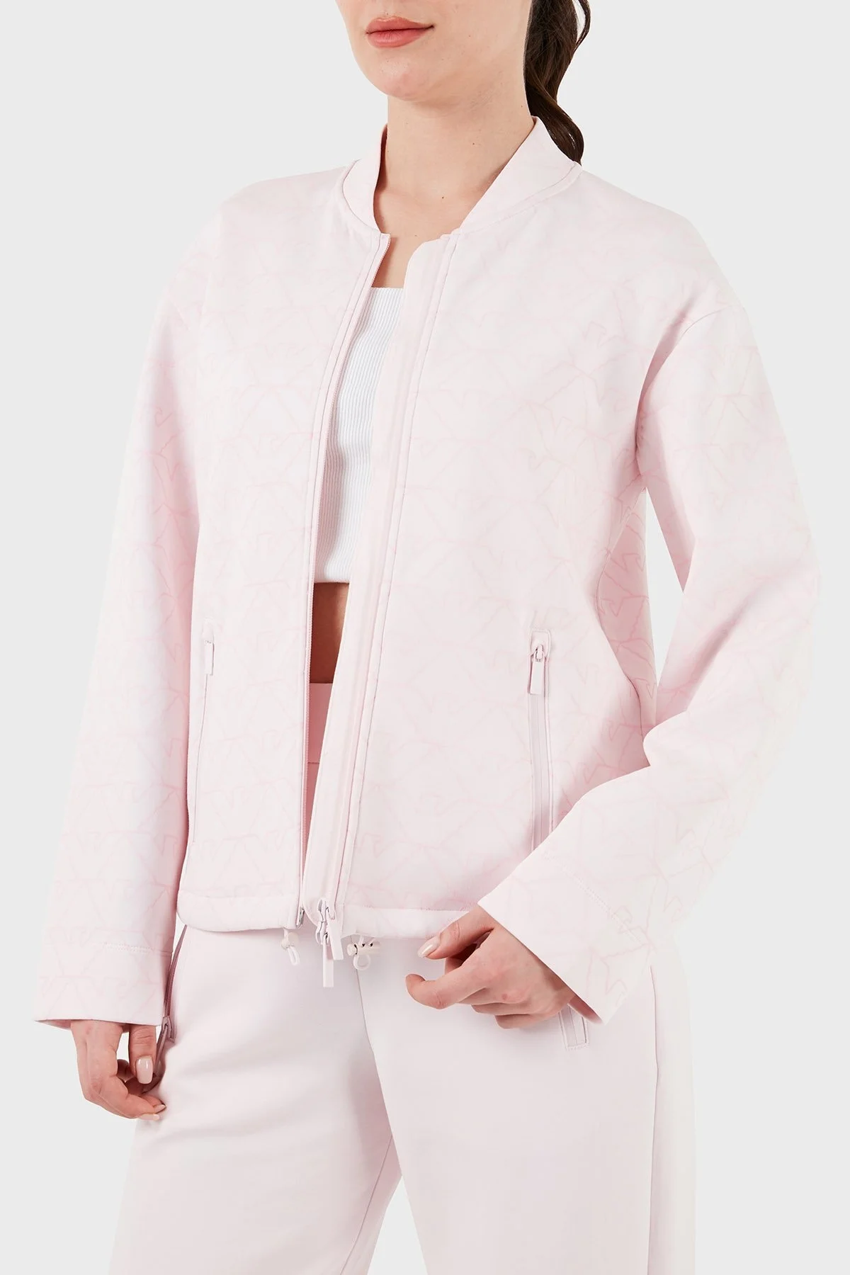 Emporio Armani Pamuklu Su Geçirmez Kolej Yaka Bayan Mont 3D2B6B 1JHSZ F321 PUDRA - 6