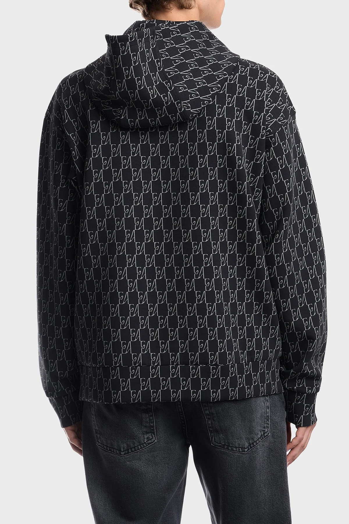 Emporio Armani Pamuklu Tamamı Logolu Kapüşonlu Erkek Sweat EM006861 AF10013 FB562 Lacivert - 3