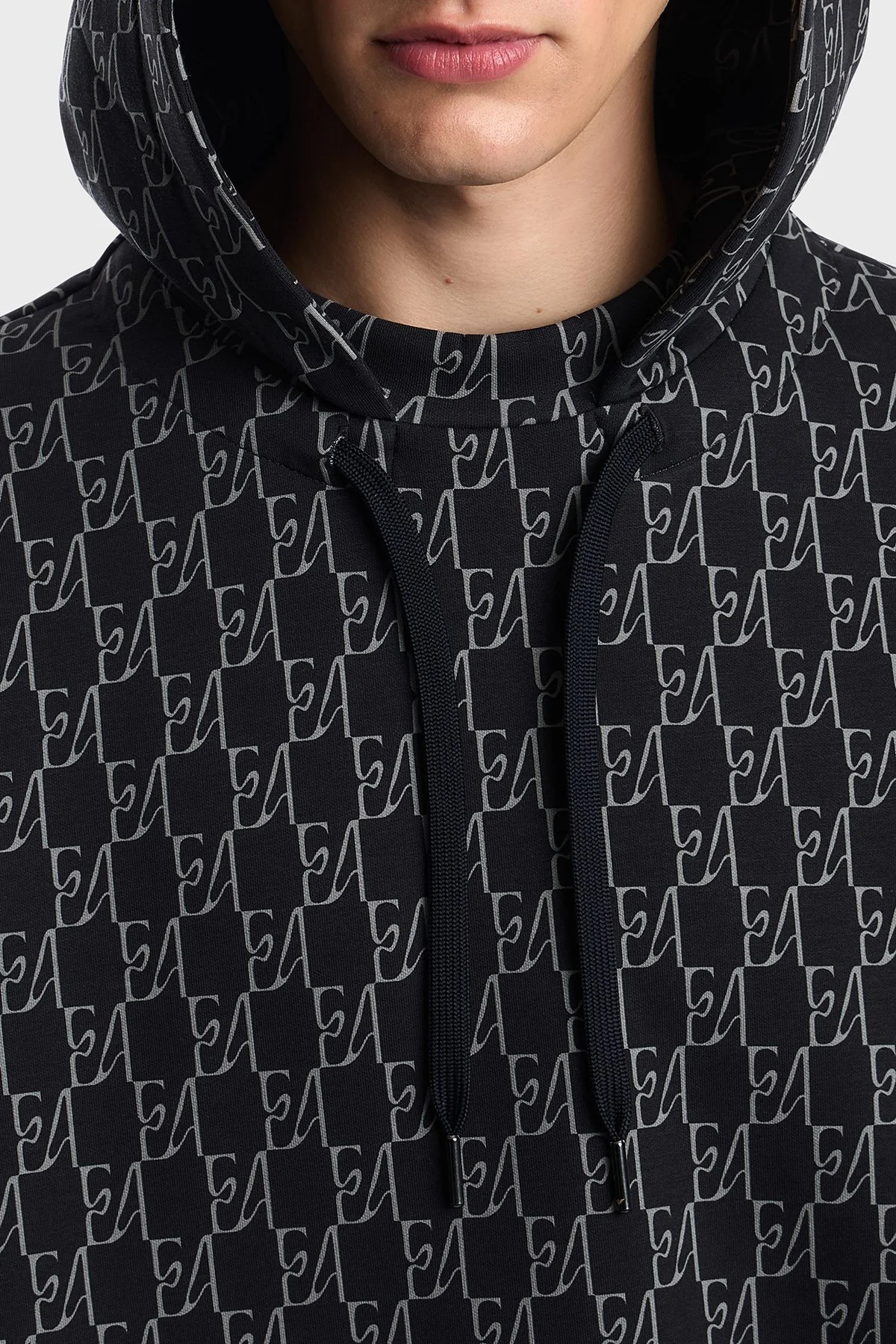 Emporio Armani Pamuklu Tamamı Logolu Kapüşonlu Erkek Sweat EM006861 AF10013 FB562 Lacivert - 5