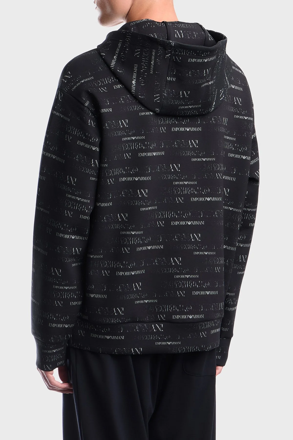 Emporio Armani Pamuklu Tamamı Logolu Kapüşonlu Erkek Sweat EM006861 AF10013 FB563 Lacivert - 3