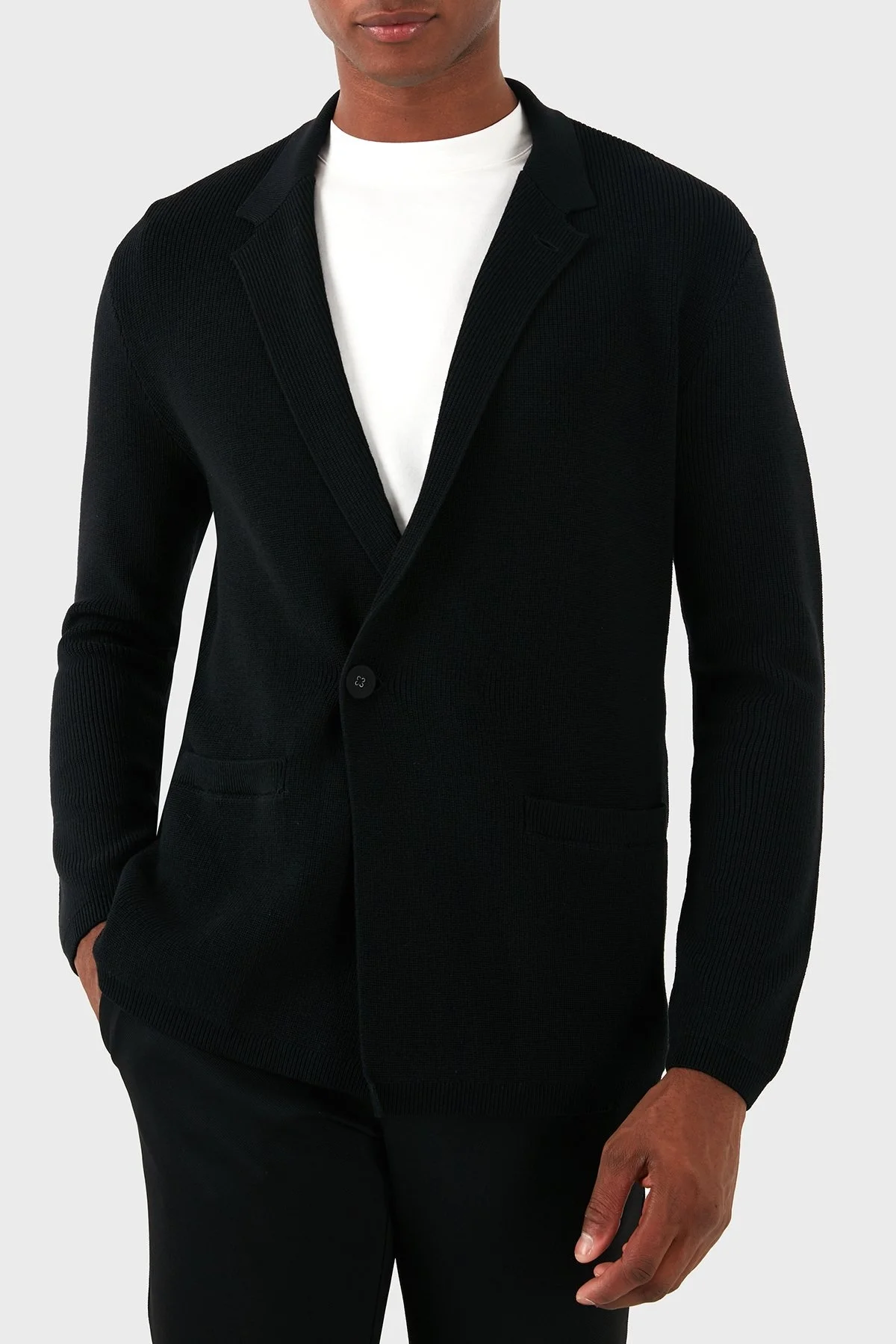 Emporio Armani Pamuklu ve Yünlü Slim Fit Mono Yaka Erkek Ceket 6D1GXX 1MKEZ 0999 SİYAH - 5