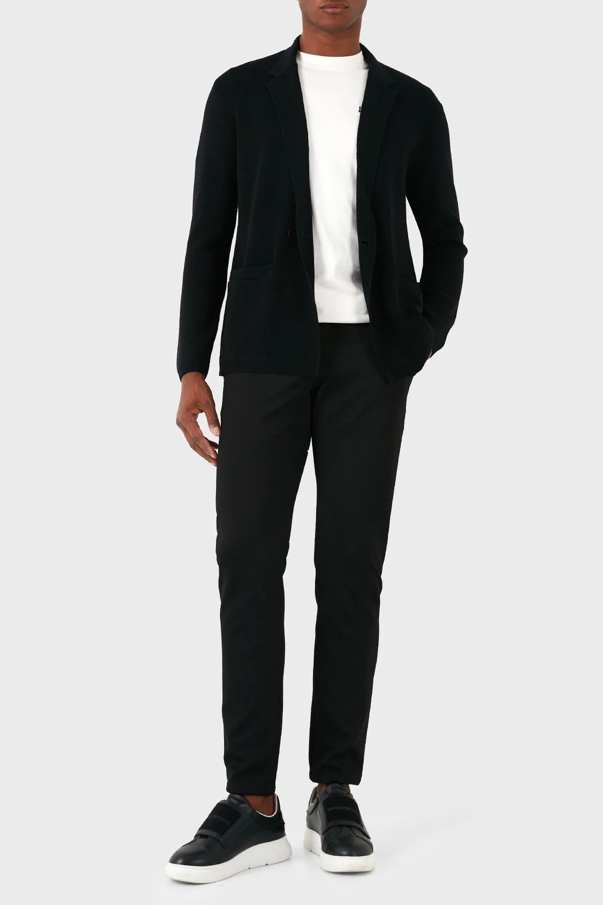 Emporio Armani Pamuklu ve Yünlü Slim Fit Mono Yaka Erkek Ceket 6D1GXX 1MKEZ 0999 SİYAH - 7