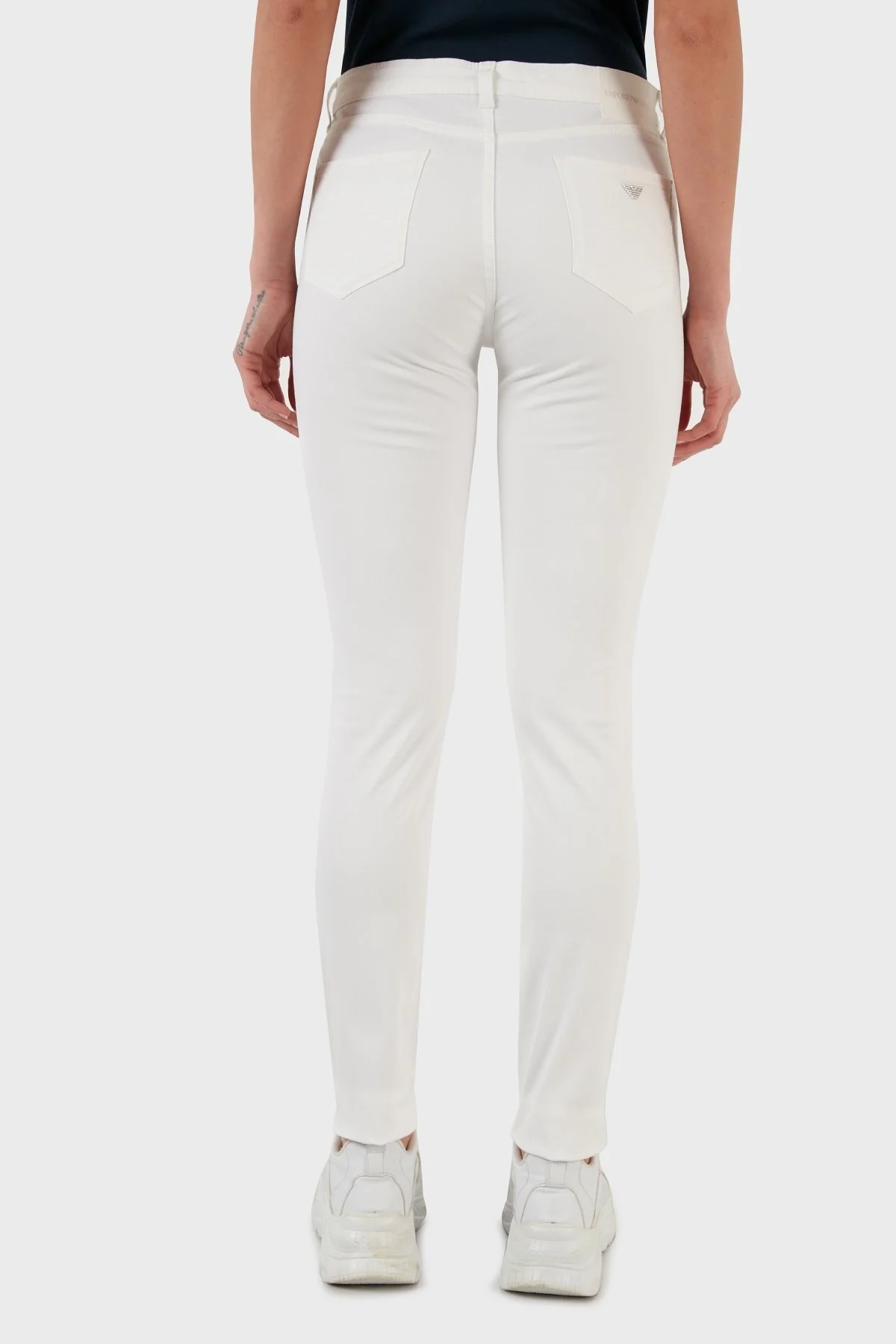 Emporio Armani Pamuklu Yüksek Bel Skinny Fit Jeans Bayan Kot Pantolon 3L2J20 2N8HZ 0101 BEYAZ - 6