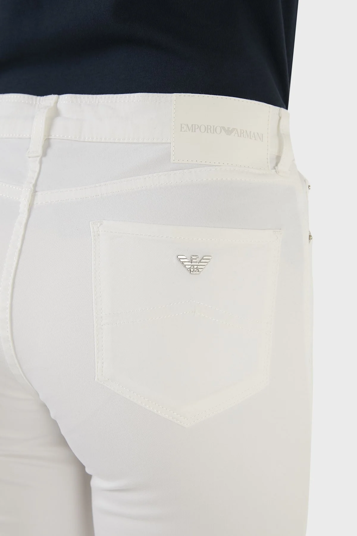Emporio Armani Pamuklu Yüksek Bel Skinny Fit Jeans Bayan Kot Pantolon 3L2J20 2N8HZ 0101 BEYAZ - 7