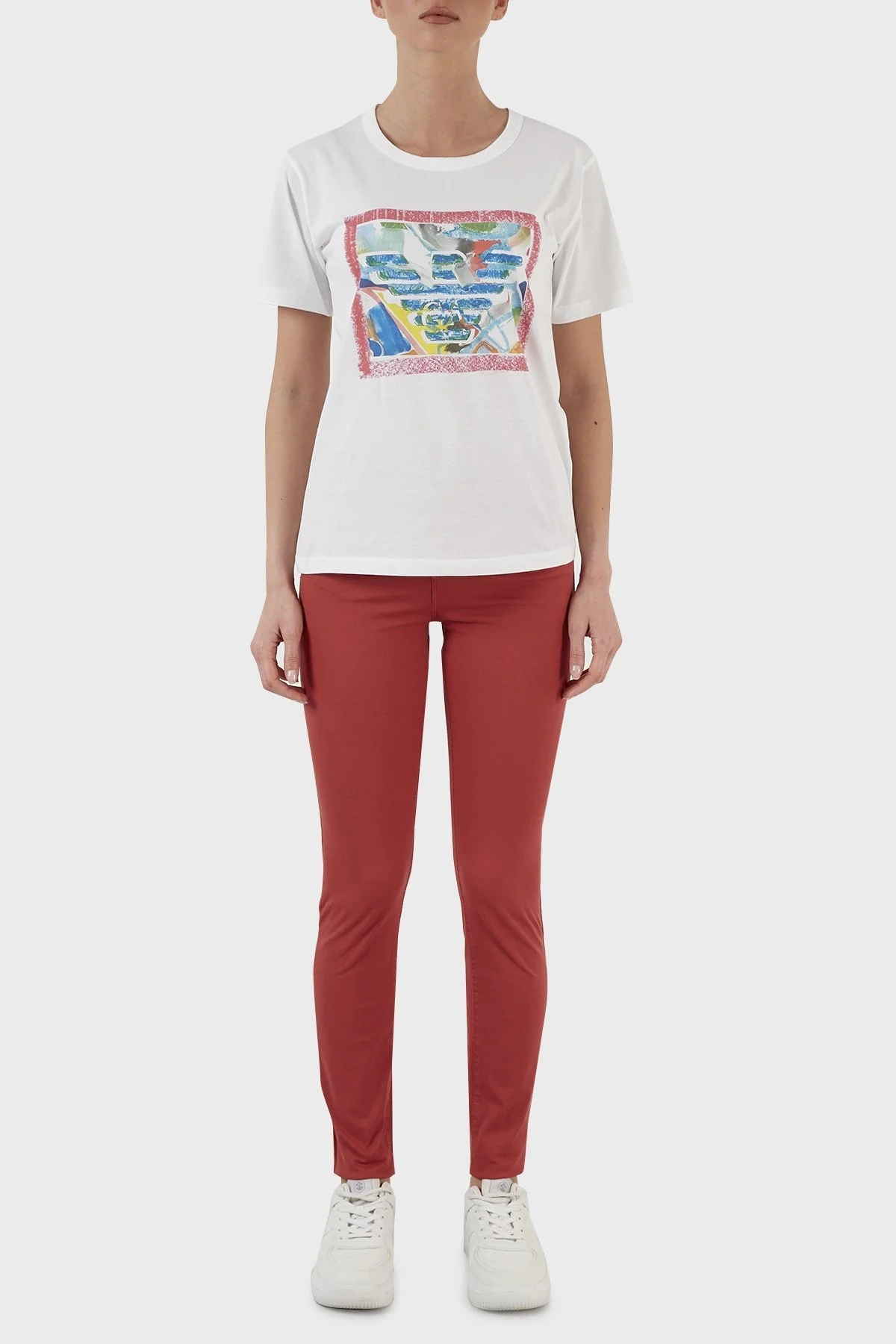 Emporio Armani Pamuklu Yüksek Bel Skinny Fit Jeans Bayan Kot Pantolon 3L2J20 2N8HZ 0328 KIRMIZI - 1