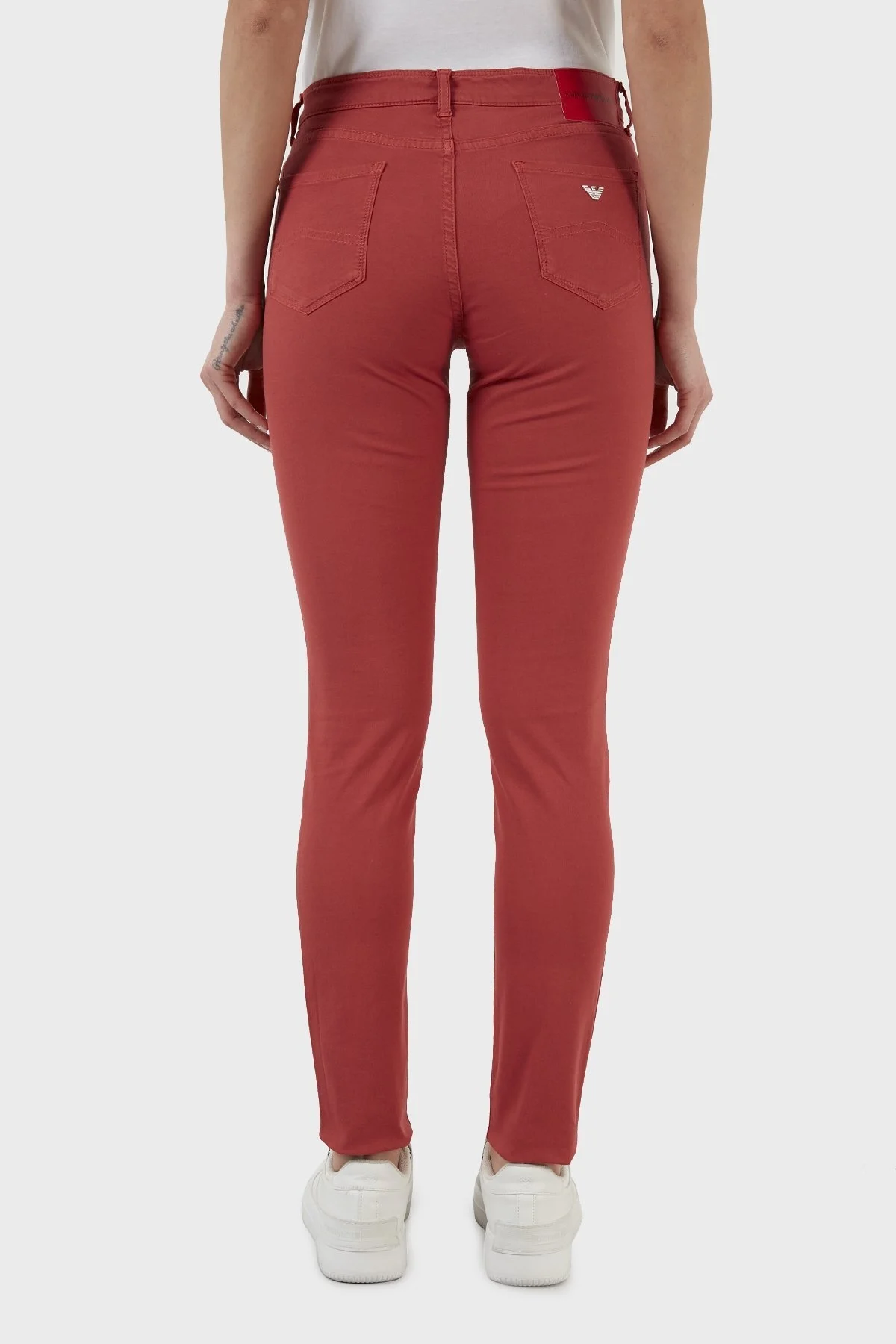 Emporio Armani Pamuklu Yüksek Bel Skinny Fit Jeans Bayan Kot Pantolon 3L2J20 2N8HZ 0328 KIRMIZI - 6