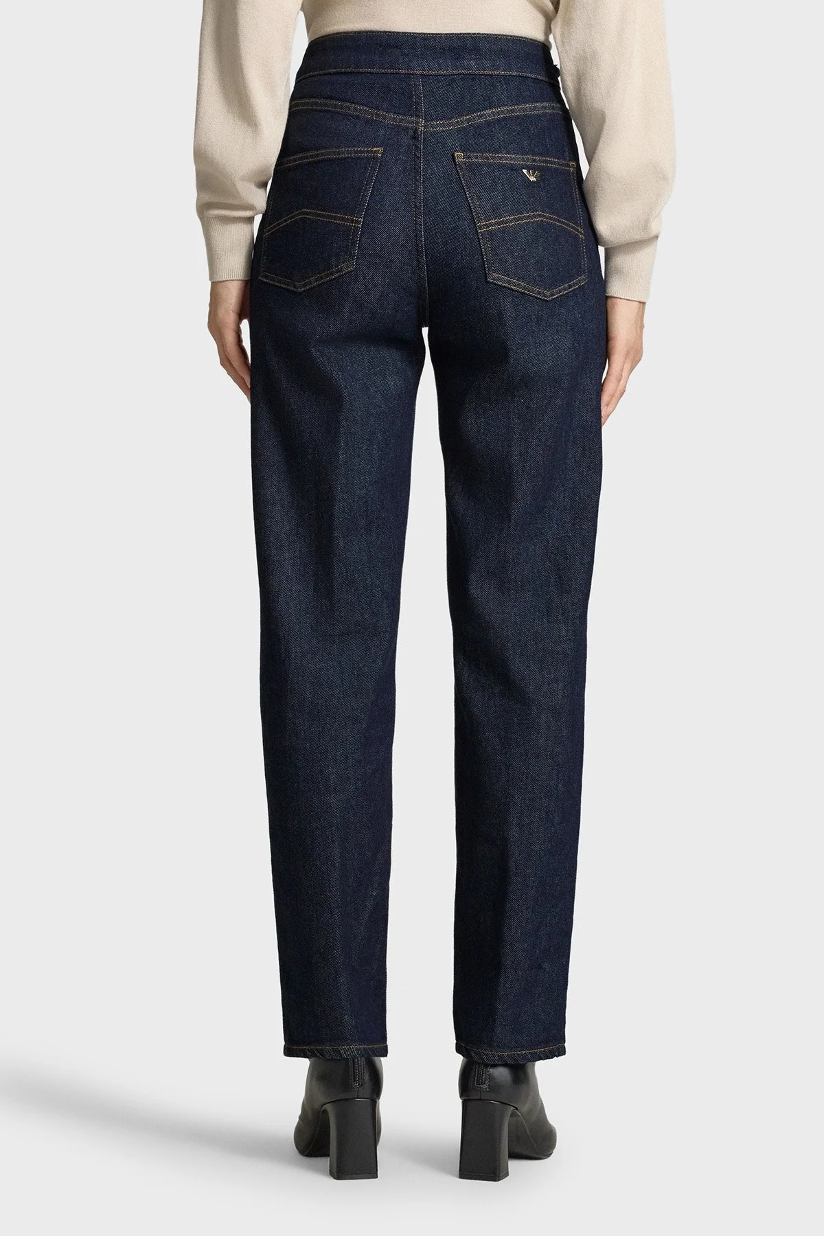 Emporio Armani Pamuklu Yüksel Bel Düz Paça Jeans Kadın Kot Pantolon EW003498 AF18421 MB001 Lacivert - 3