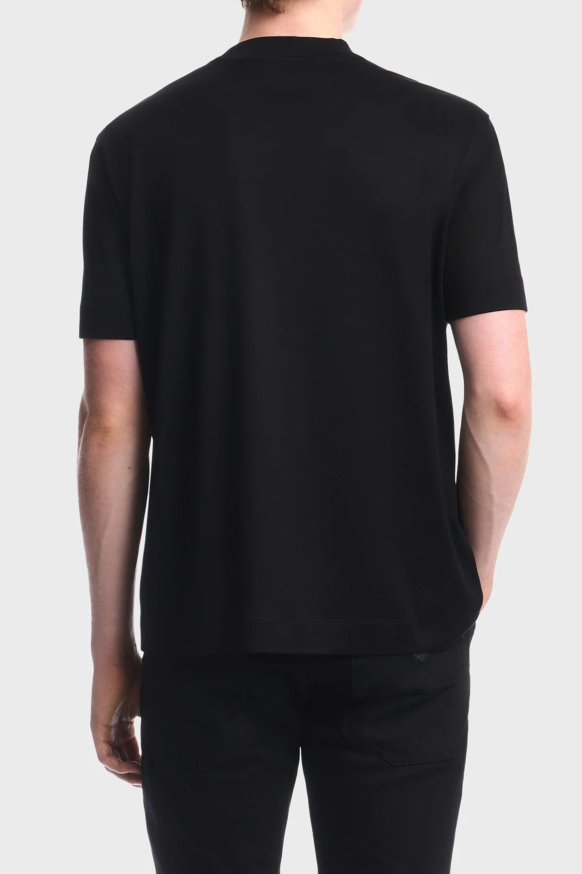 Emporio Armani Pamuklu Yuvarlak Yaka Desenli Erkek T Shirt EM006770 AF10017 MC717 Siyah - 3