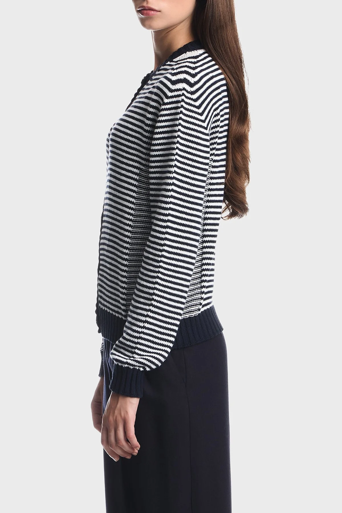 Emporio Armani Pamuklu Yuvarlak Yaka Düğmeli Kadın Hırka EW005287 AF27238 FB056 Mavi - 4