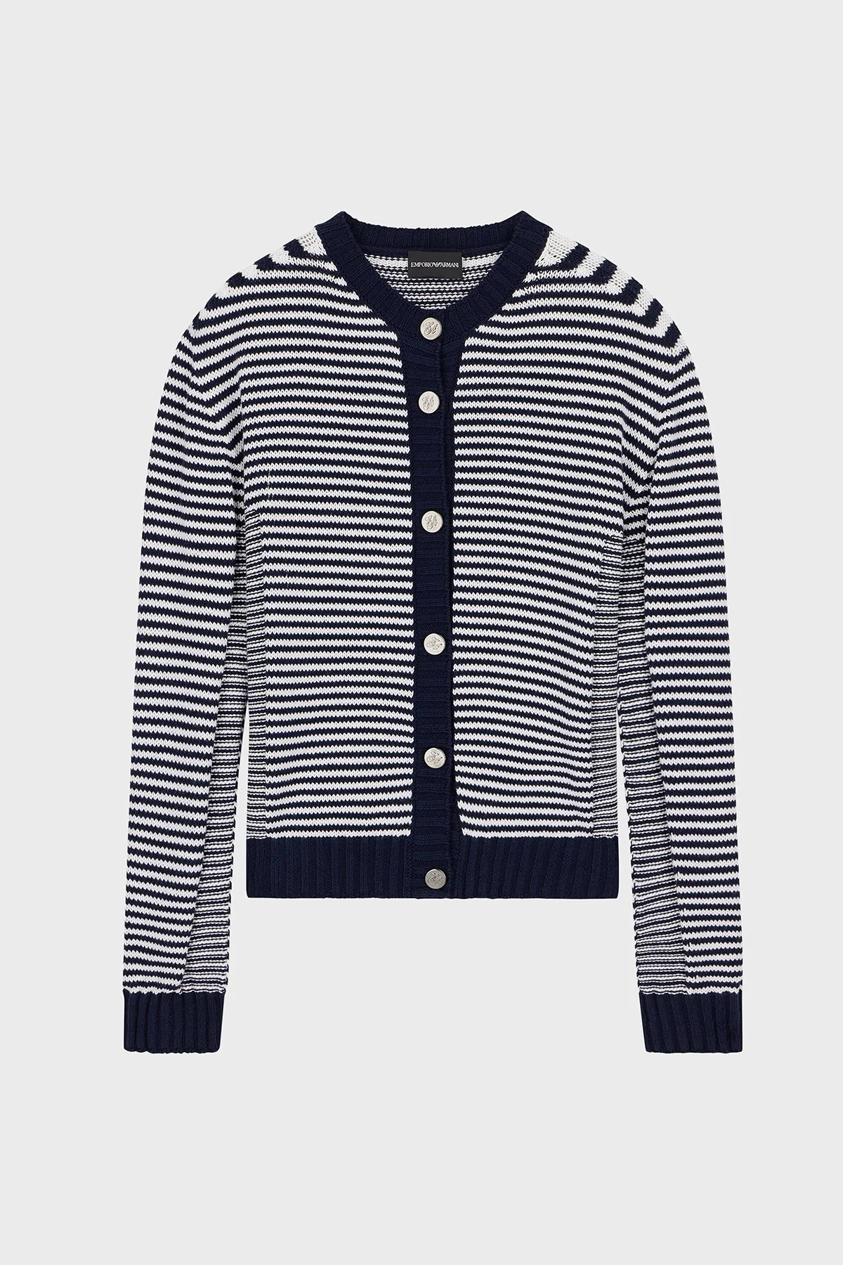 Emporio Armani Pamuklu Yuvarlak Yaka Düğmeli Kadın Hırka EW005287 AF27238 FB056 Mavi - 6