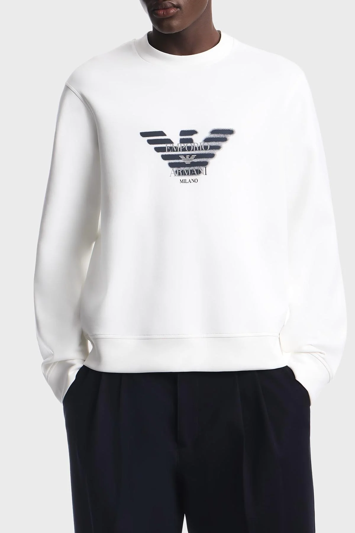 Emporio Armani Pamuklu Yuvarlak Yaka Erkek Sweat EM007315 AF10013 U0003 Beyaz - 8