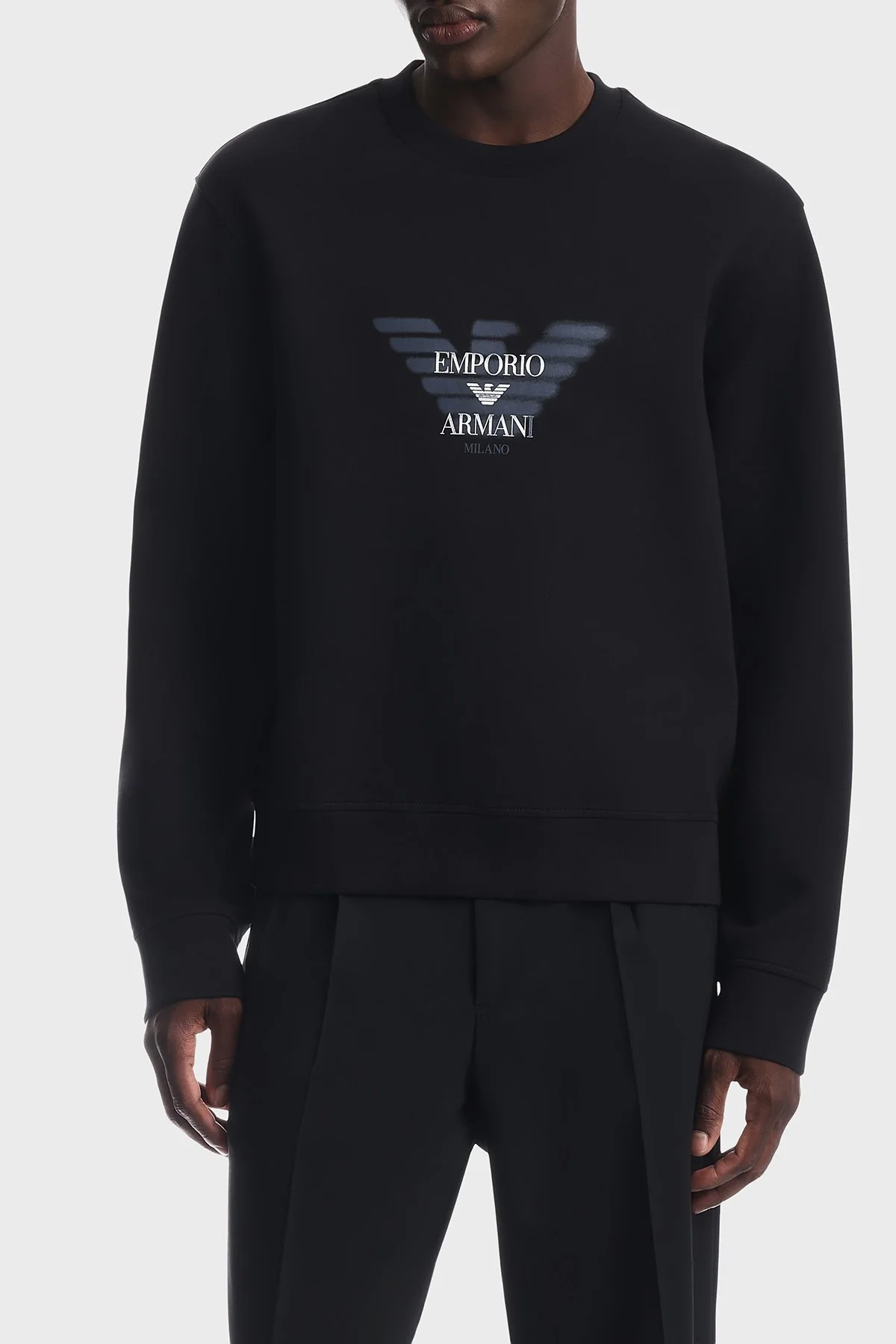 Emporio Armani Pamuklu Yuvarlak Yaka Erkek Sweat EM007315 AF10013 UC001 Siyah - 1
