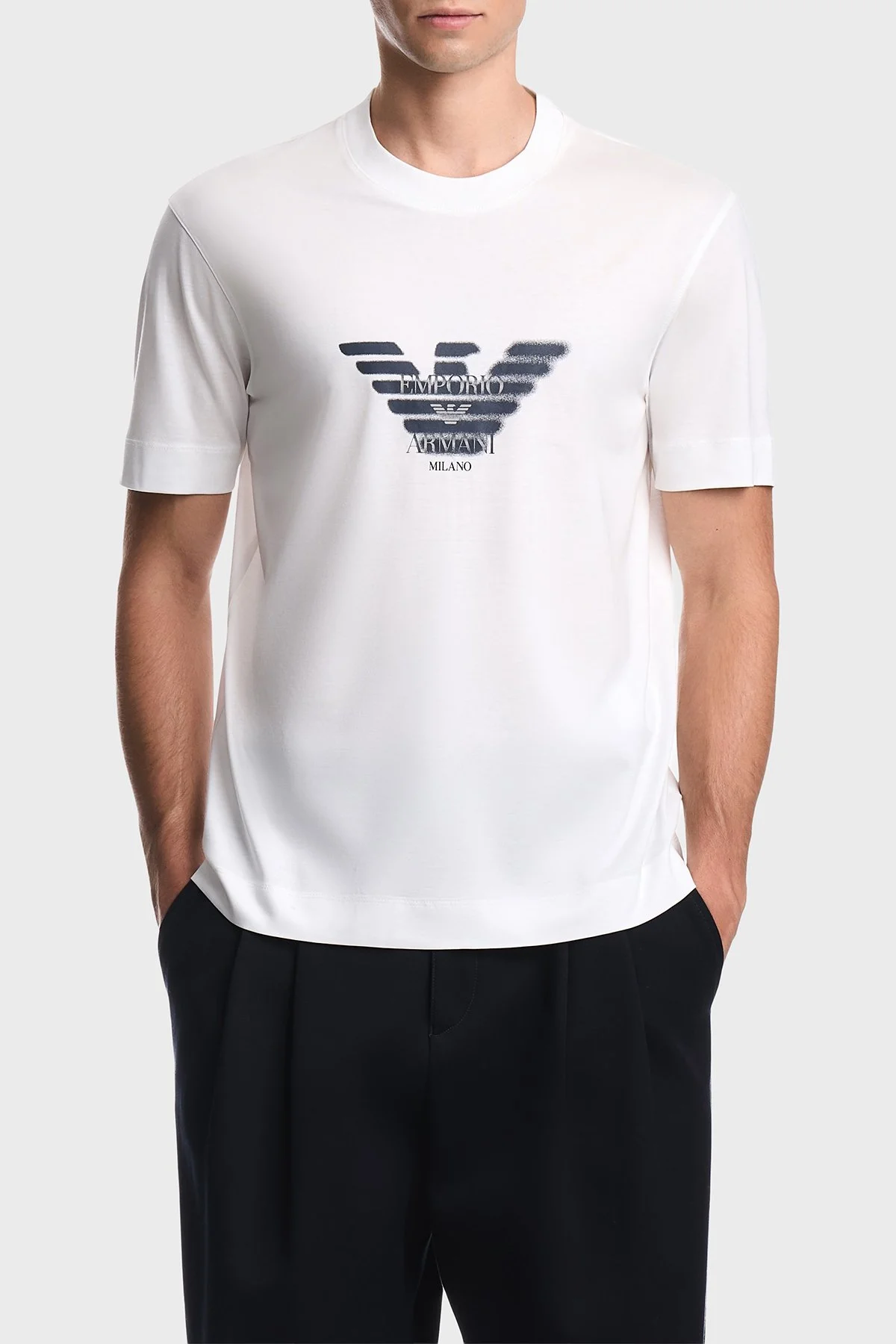 Emporio Armani Pamuklu Yuvarlak Yaka Erkek T Shirt EM006765 AF10017 U0003 Beyaz - 1