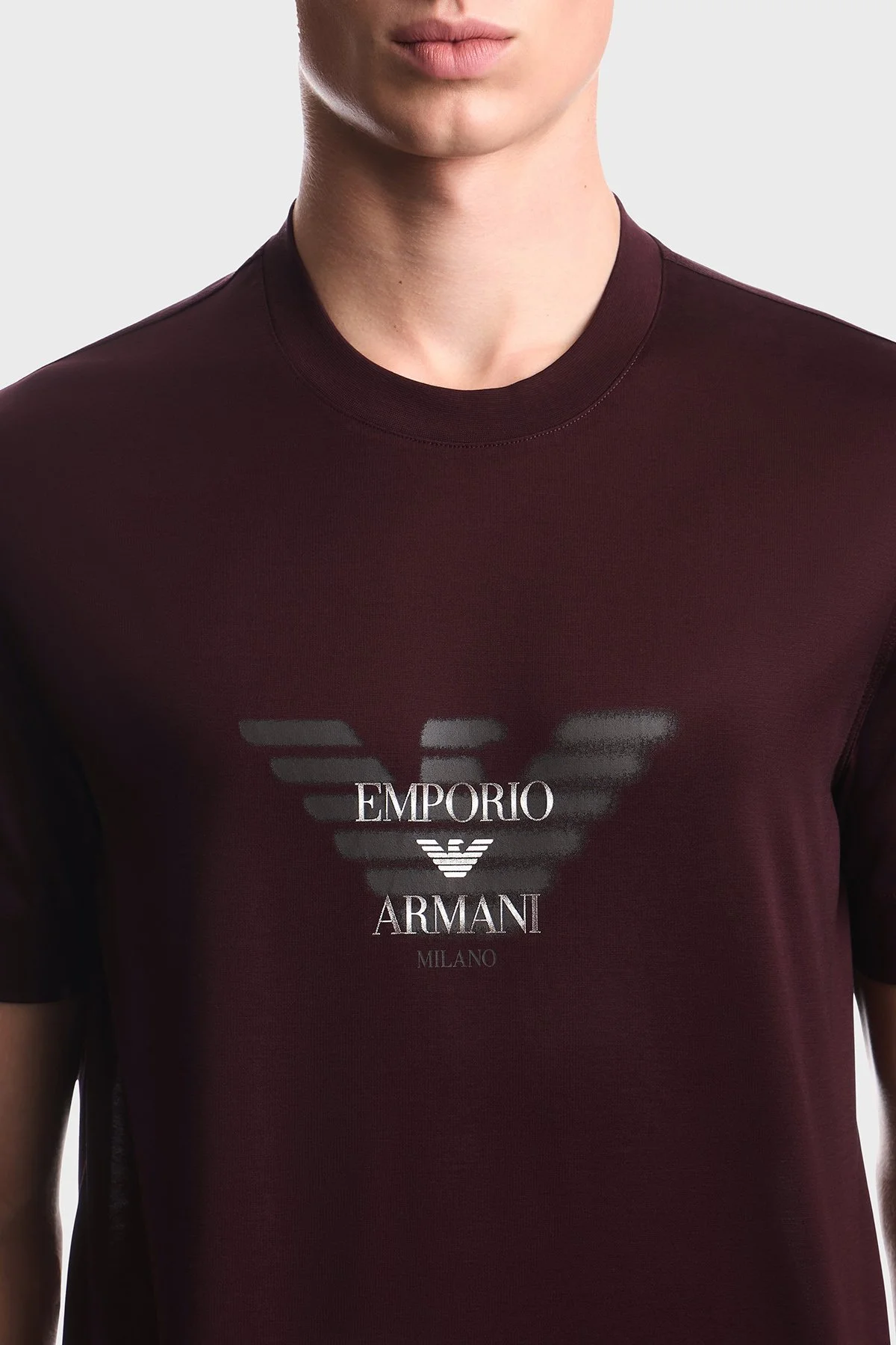 Emporio Armani Pamuklu Yuvarlak Yaka Erkek T Shirt EM006765 AF10017 UA331 Kahve - 5
