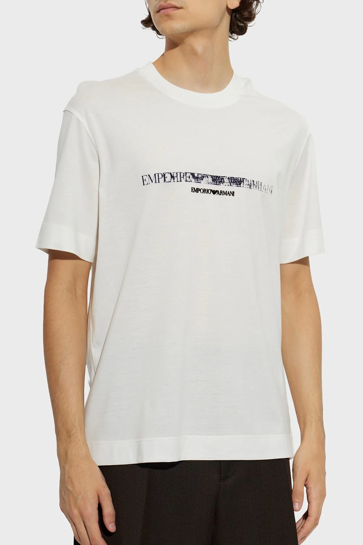 Emporio Armani Pamuklu Yuvarlak Yaka Regular Fit Erkek T Shirt EM007353 AF10017 M0497 Beyaz - 1